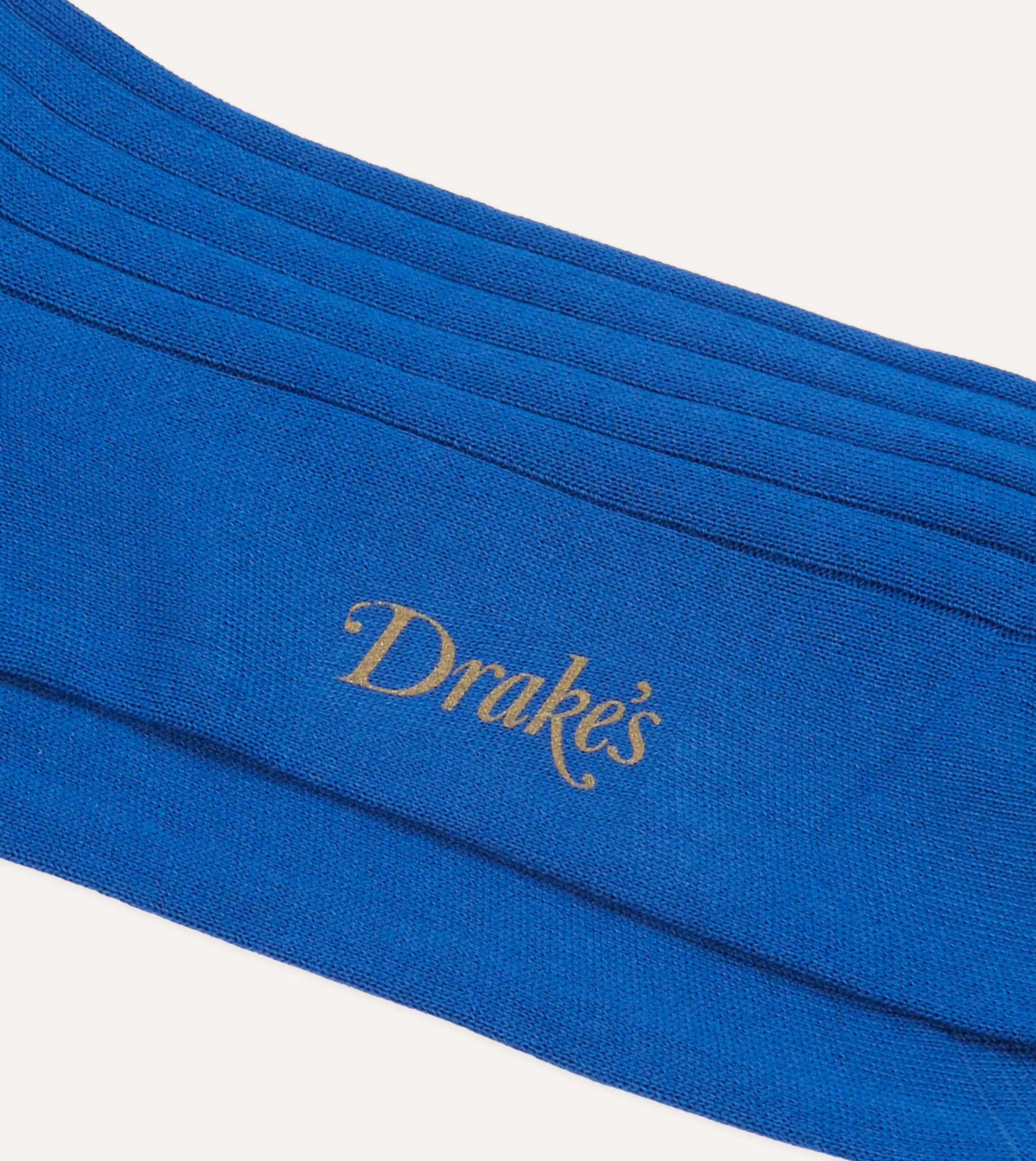 Drake’s Socks | Socks | Cotton Mid-Calf Socks Royal blue