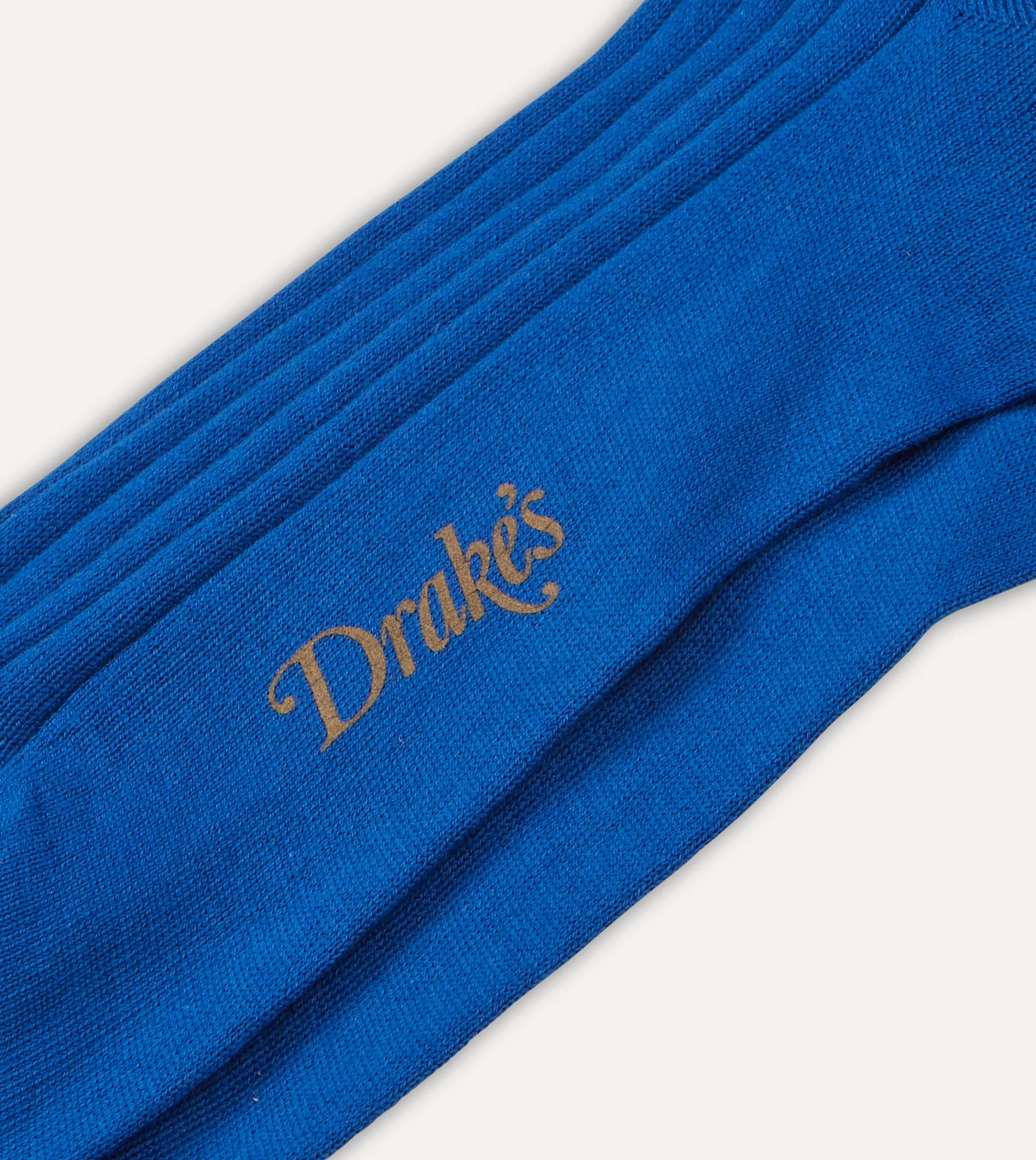 Drake’s Socks | Socks | Cotton Over-the-Calf Socks Royal blue