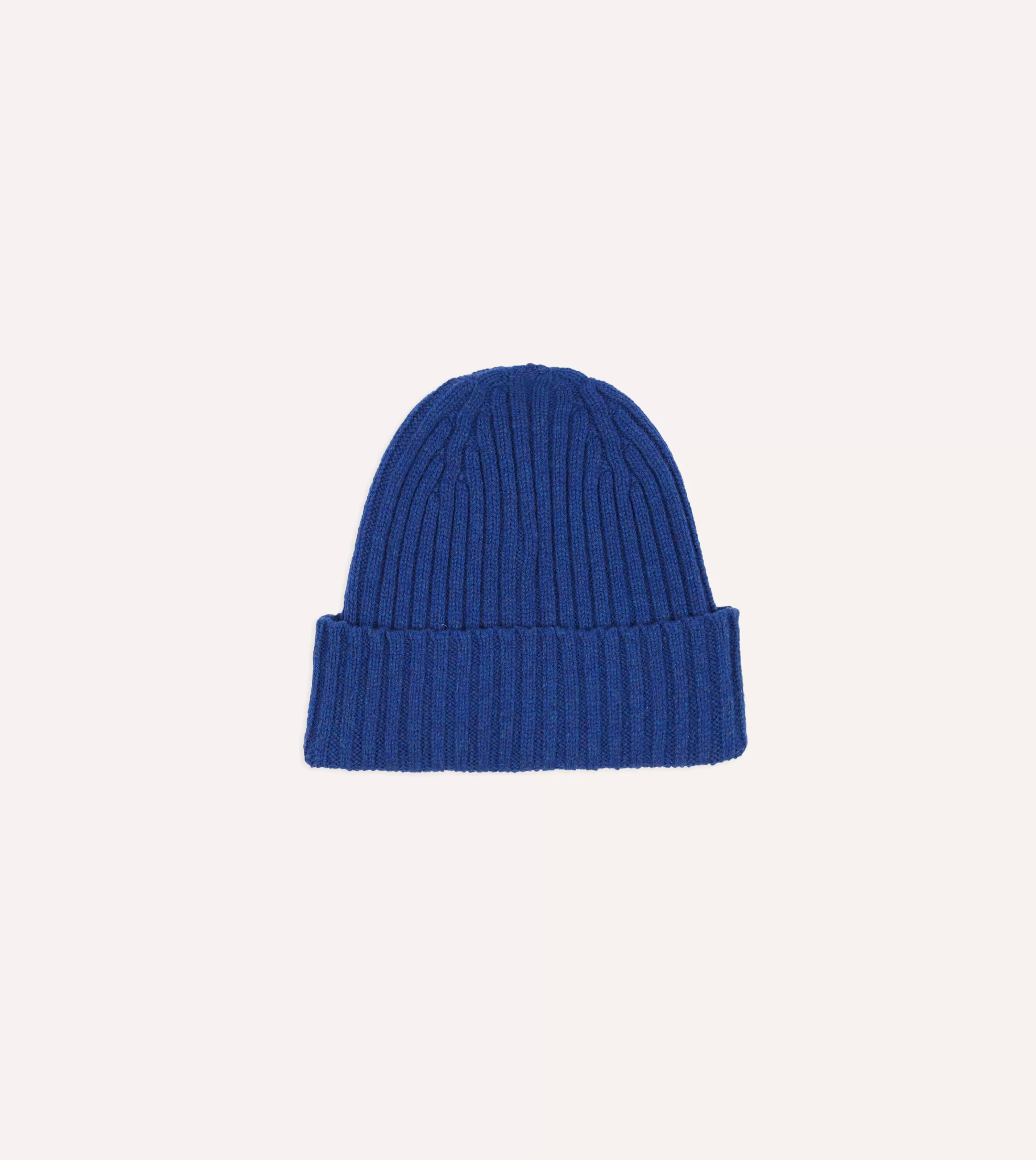 Drake’s Hats | Lambswool Ribbed Knit Cap Royal blue