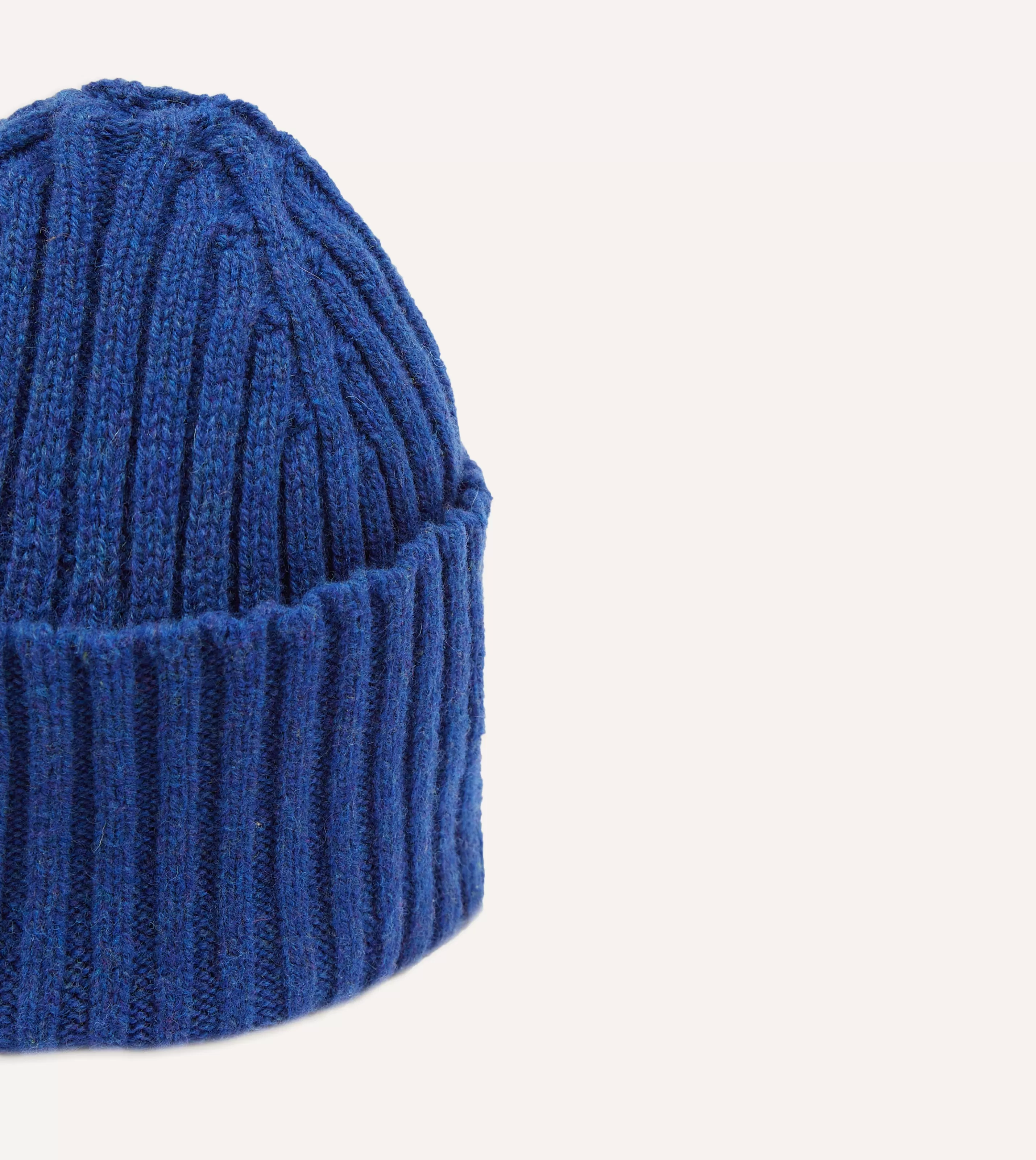 Drake’s Hats | Lambswool Ribbed Knit Cap Royal blue