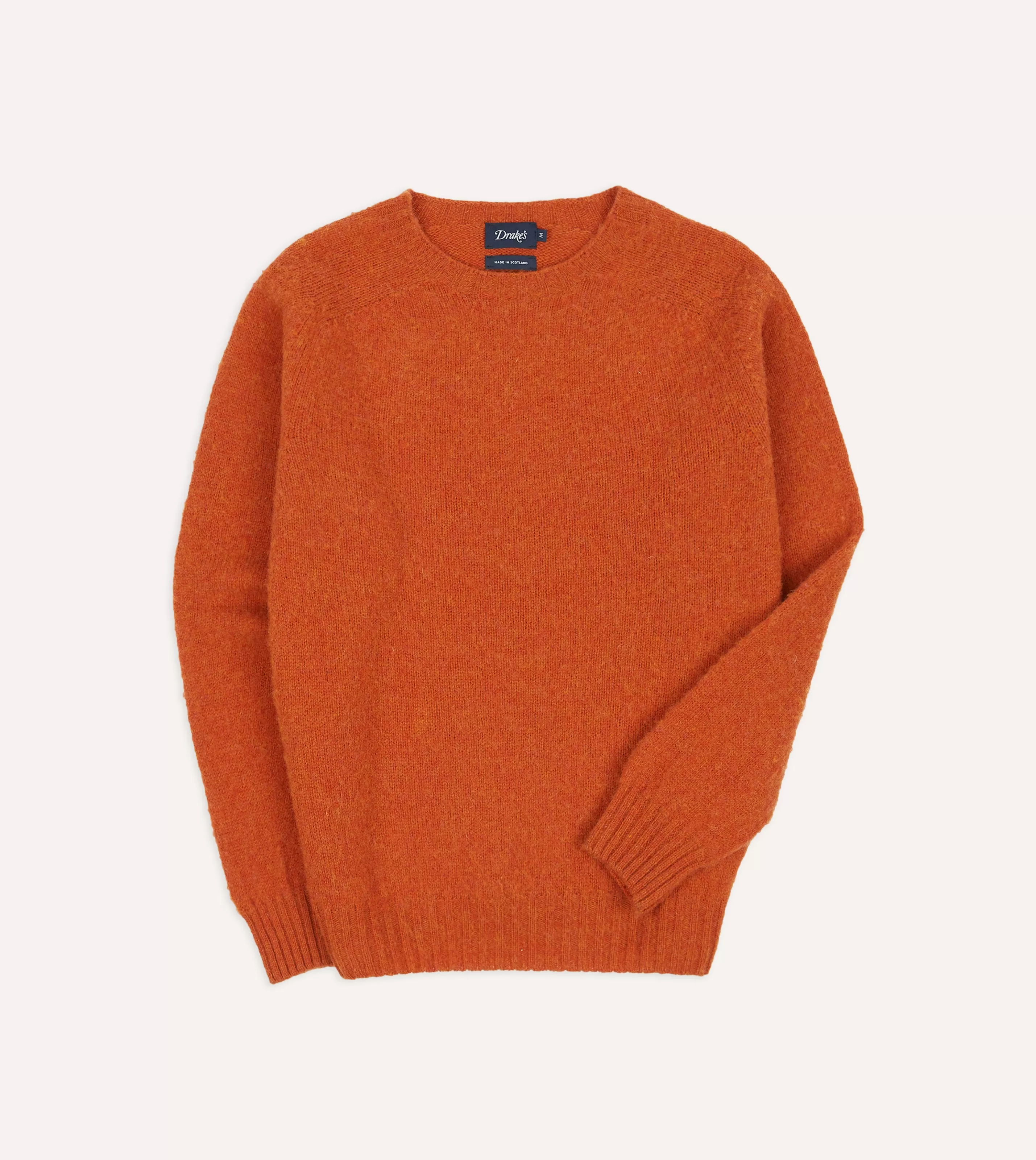 Drake’s Knitwear | Knitwear | Brushed Shetland Crew Neck Jumper Rust