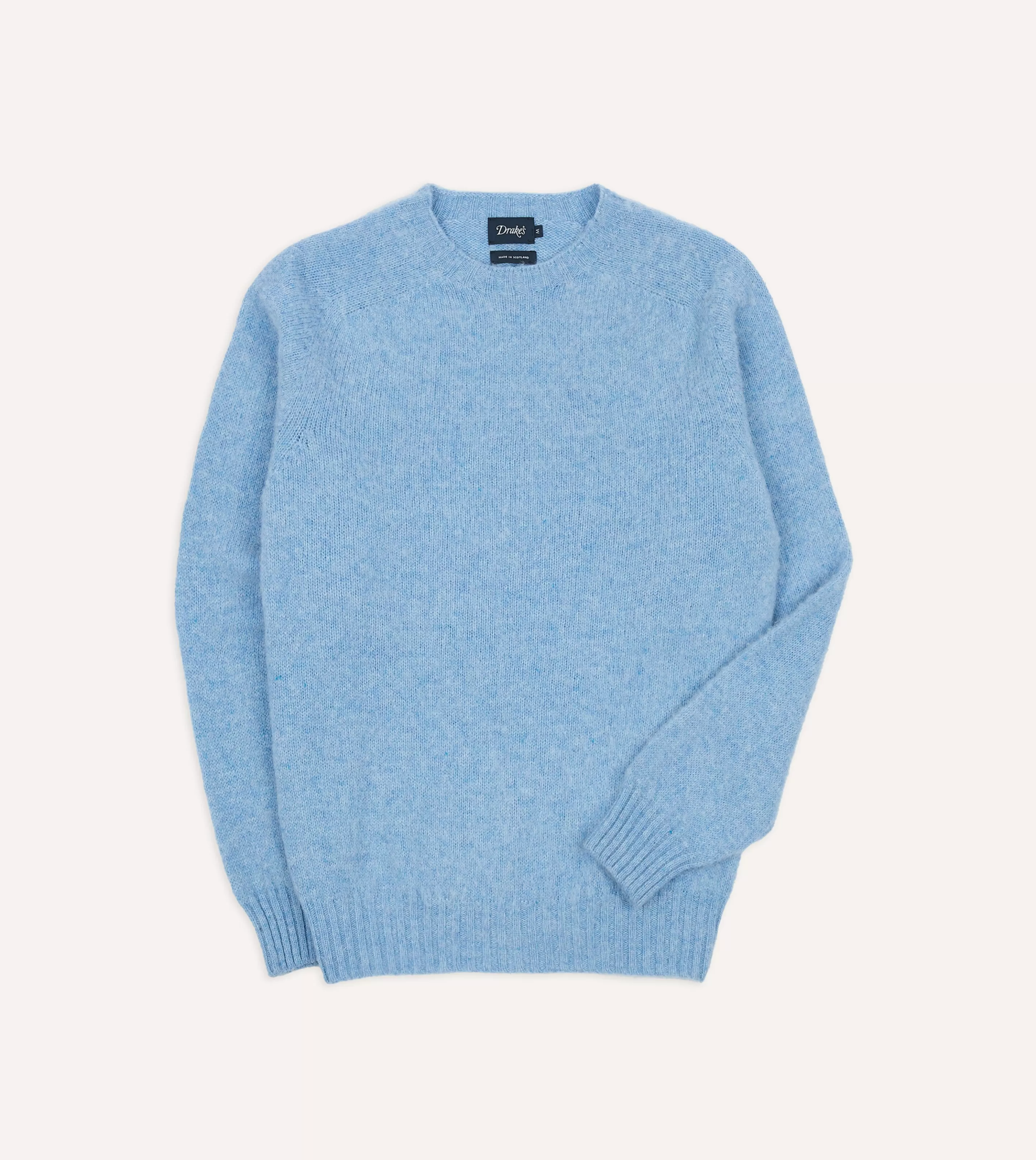 Drake’s Knitwear | Brushed Shetland Crew Neck Jumper Sky blue