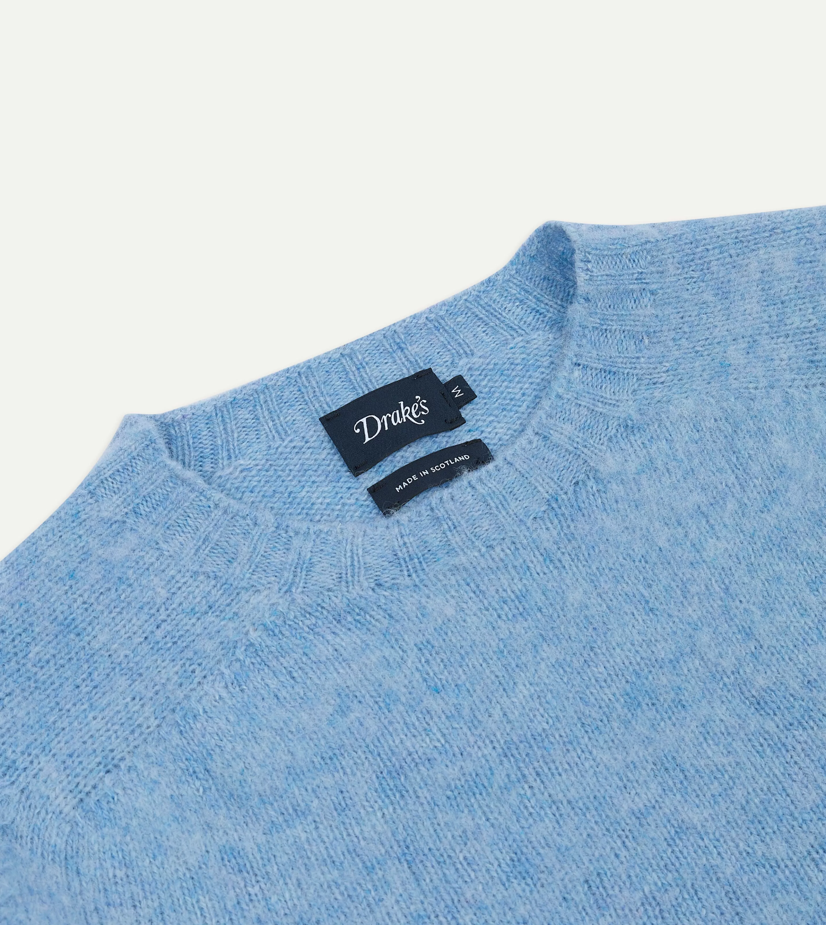 Drake’s Knitwear | Brushed Shetland Crew Neck Jumper Sky blue