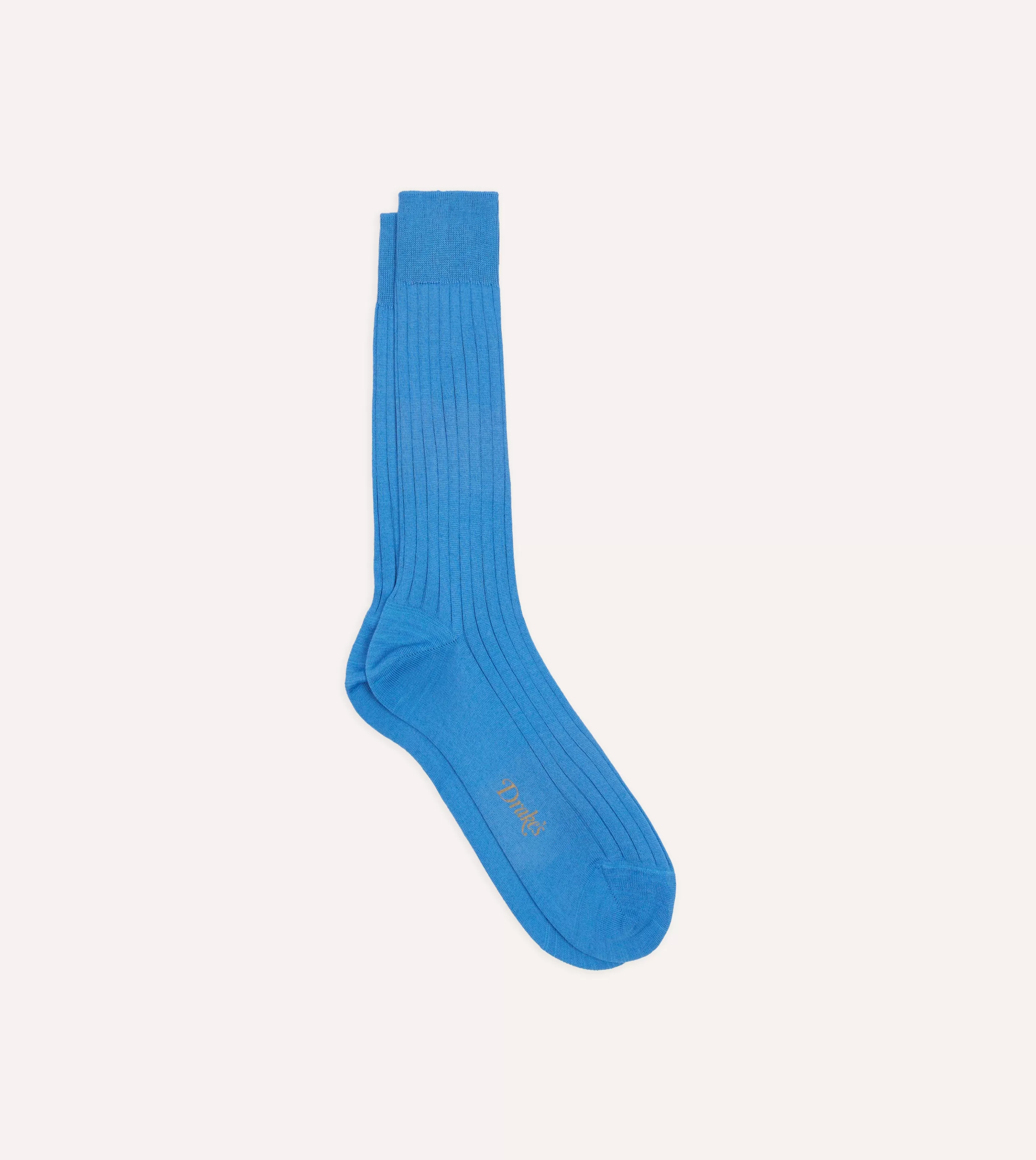 Drake’s Socks | Socks | Cotton Mid-Calf Socks Sky blue