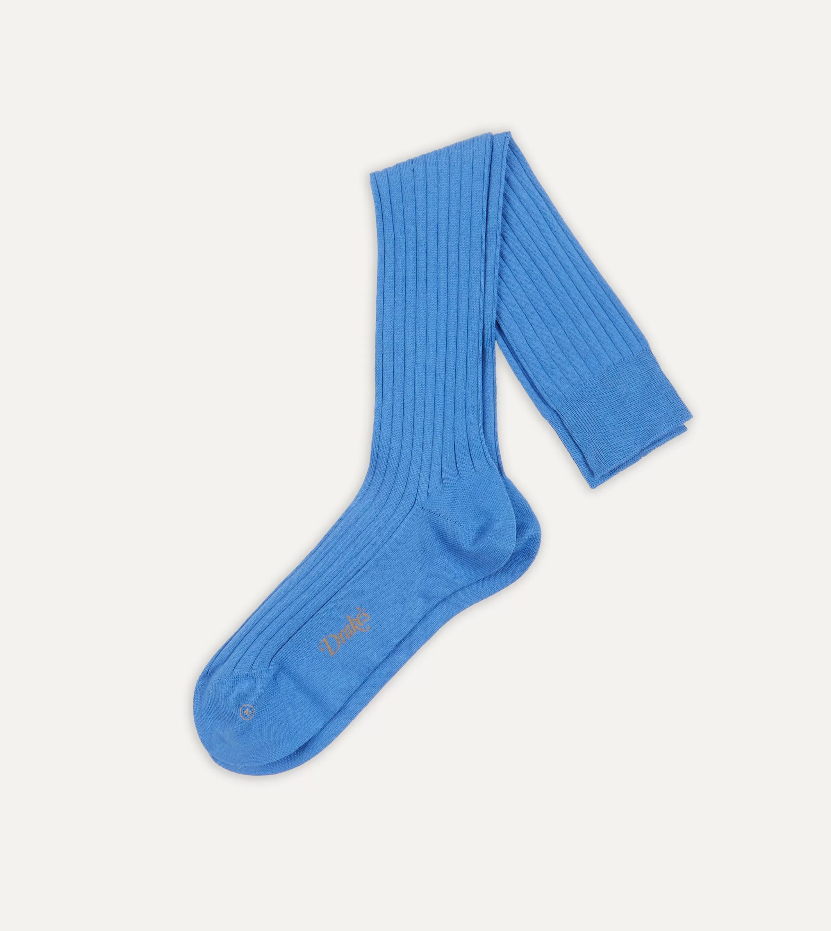 Drake’s Socks | Cotton Over-the-Calf Socks Sky blue