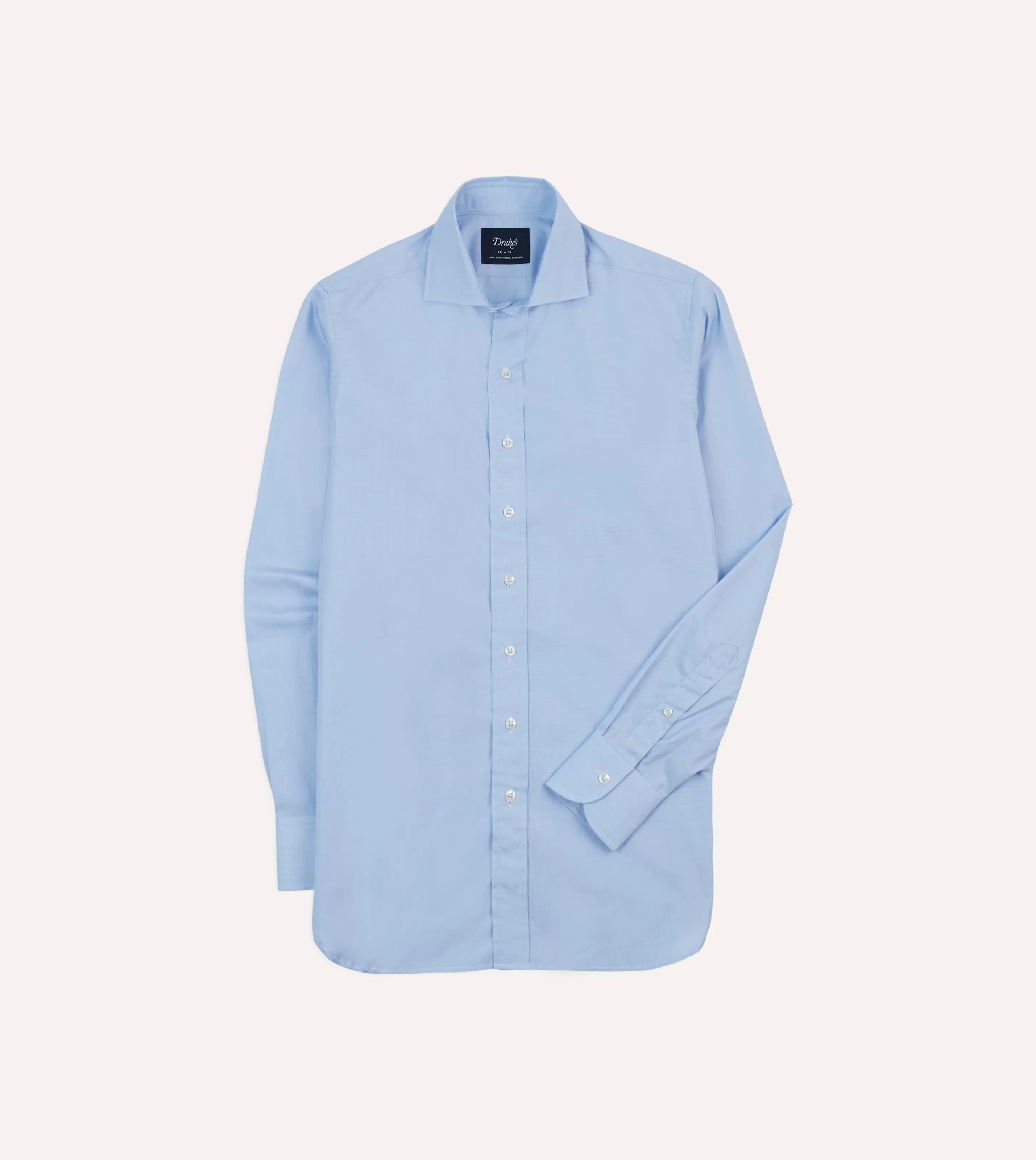 Drake’s Shirts | Formal Shirts | Sky Blue Cotton Spread Collar End-on-End Poplin Shirt