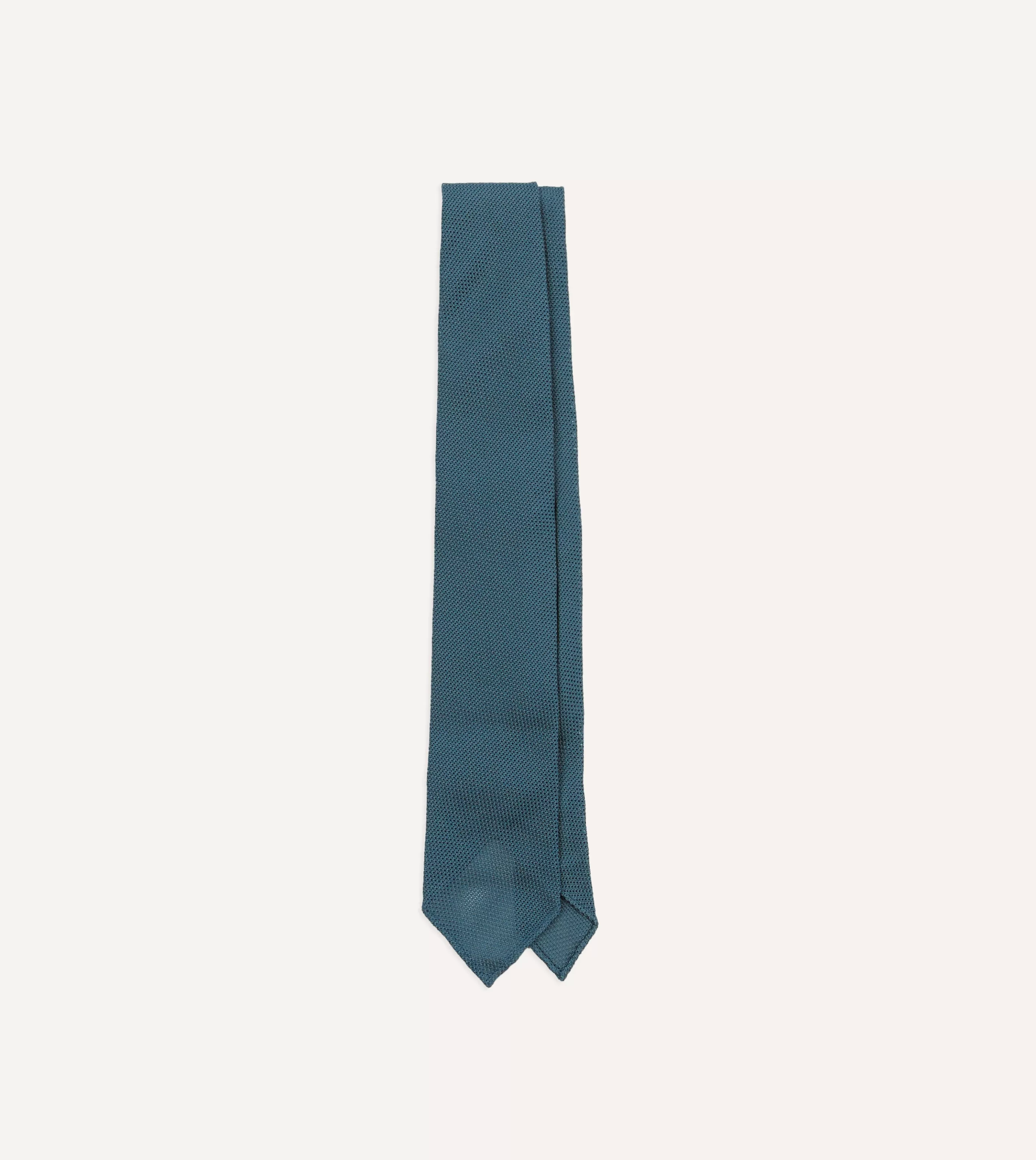 Drake’s Plain Ties | Sky Blue Fine Woven Grenadine Silk Hand Rolled Tie