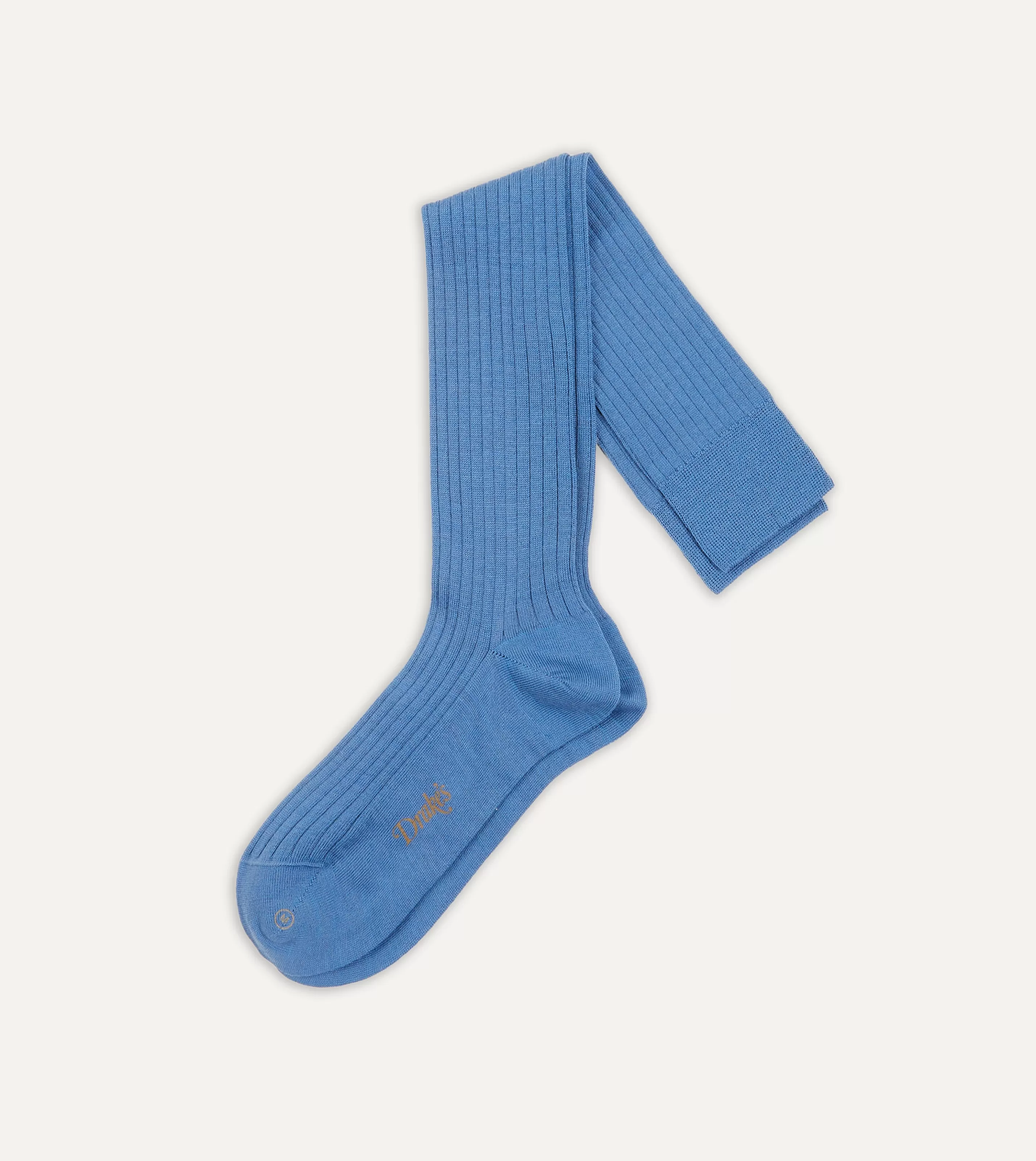 Drake’s Socks | Socks | Wool Over-the-Calf Socks Sky blue