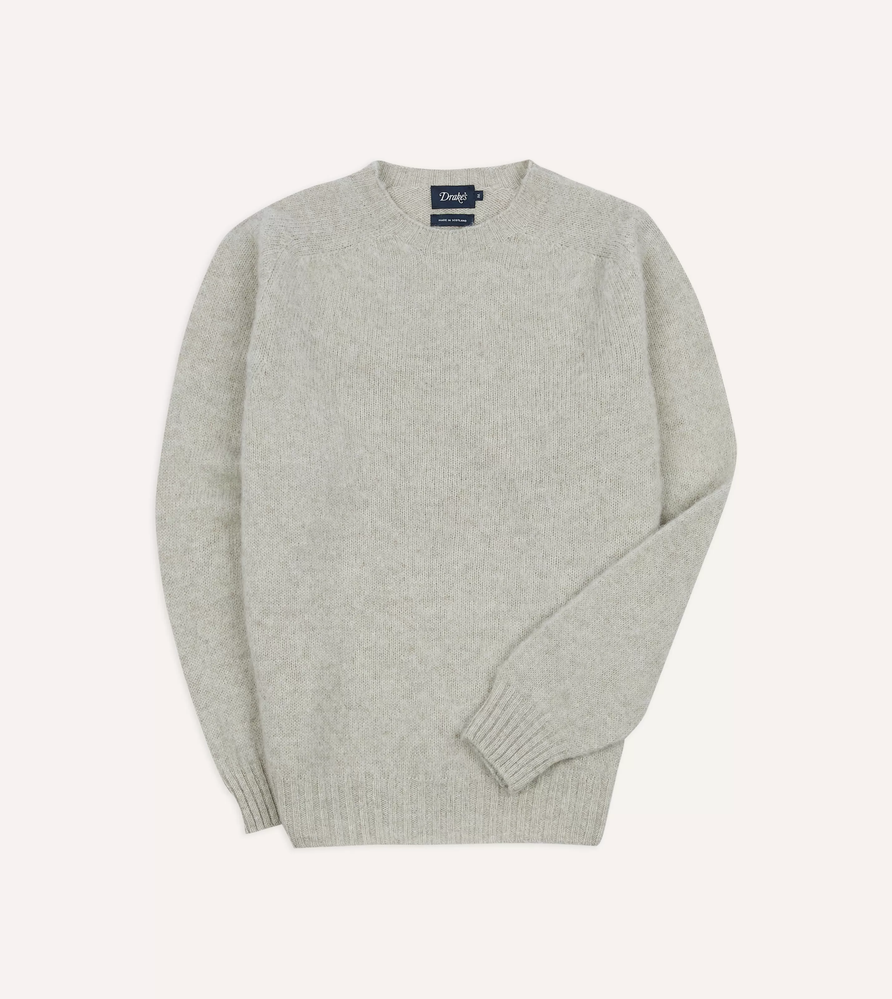 Drake’s Knitwear | Brushed Shetland Crew Neck Jumper Stone