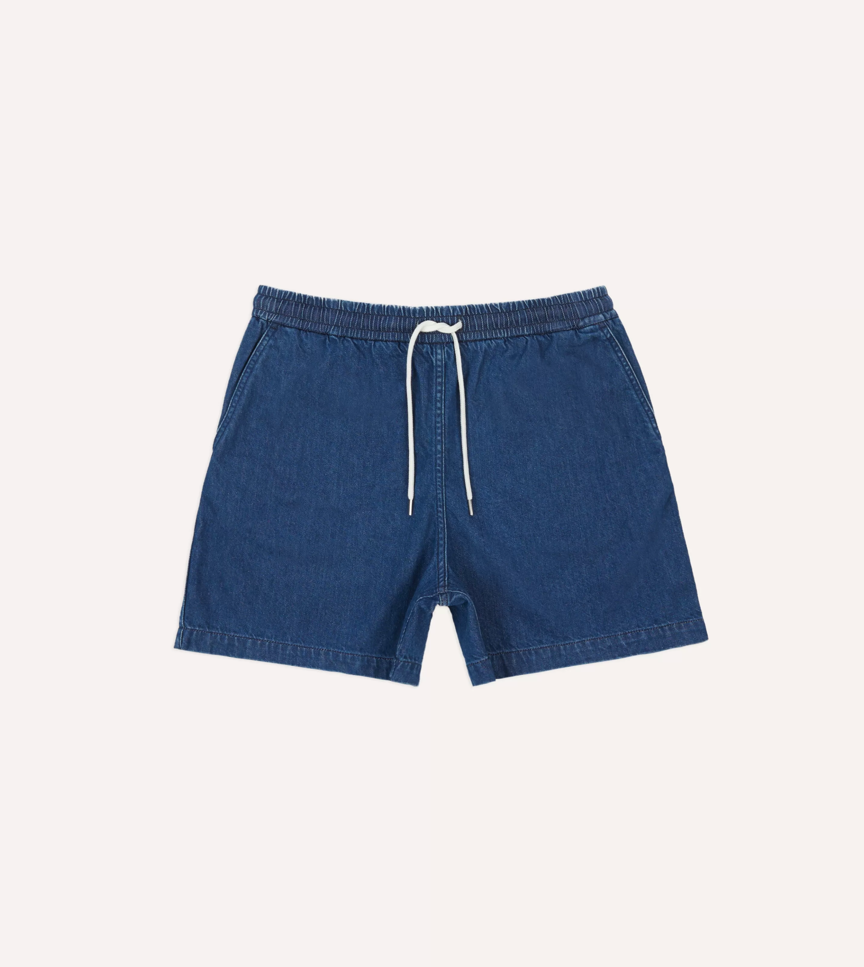 Drake’s Shorts | Stone Wash Indigo Cotton Drawstring Shorts