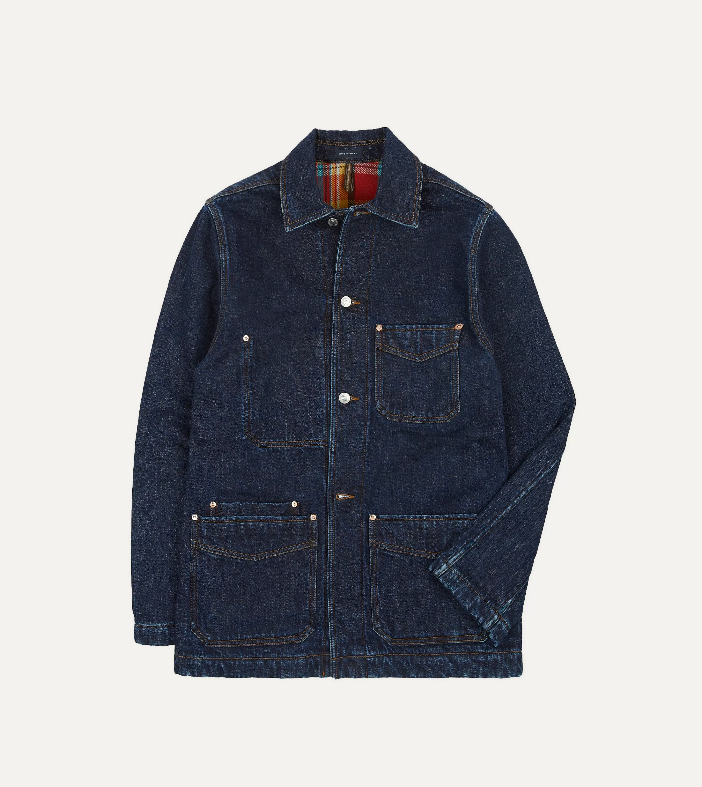 Drake’s Coats & Jackets | Chore Jackets | Stone Wash Selvedge Denim Five-Pocket Chore Jacket With Blanket Lining