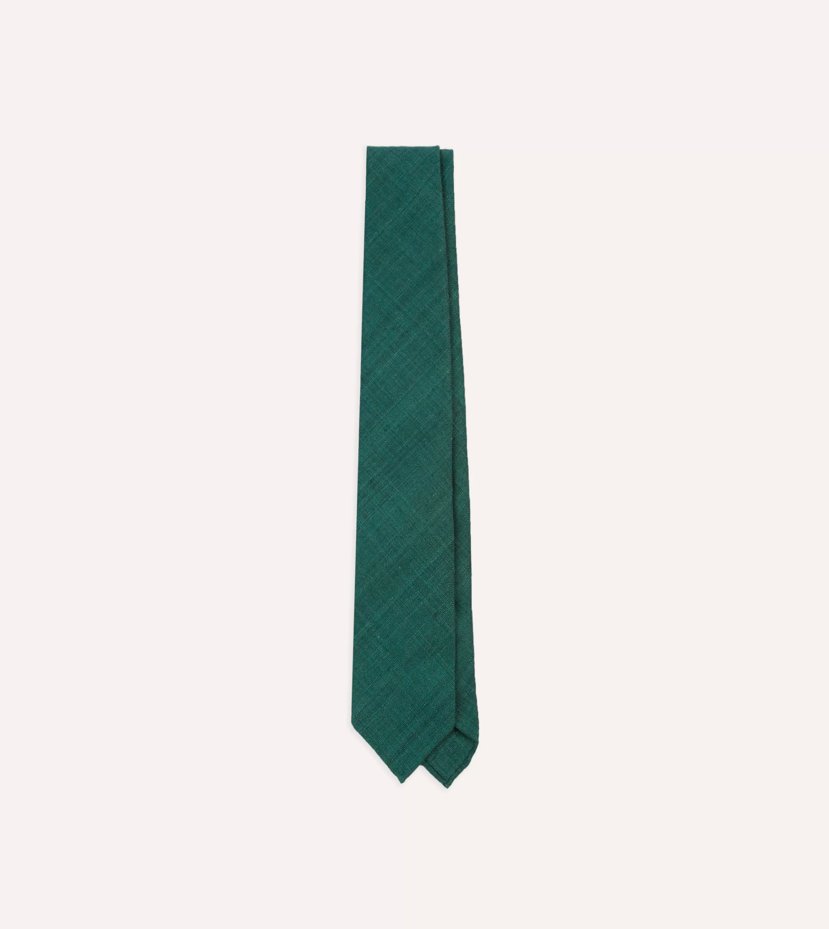 Drake’s Plain Ties | Teal Tussah Hand Rolled Silk Tie