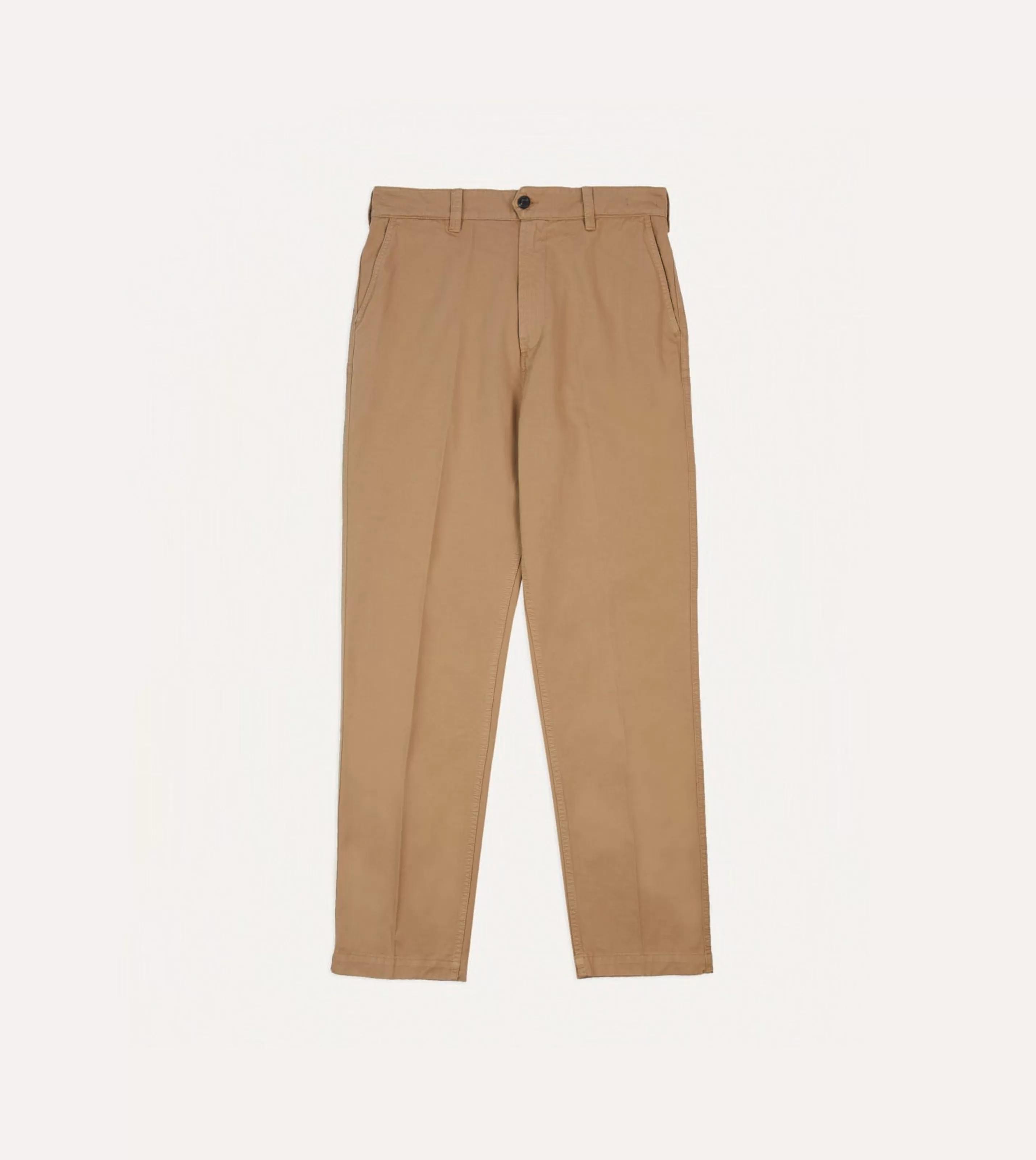 Drake’s Trousers | Cotton Flat Front Chino Tobacco