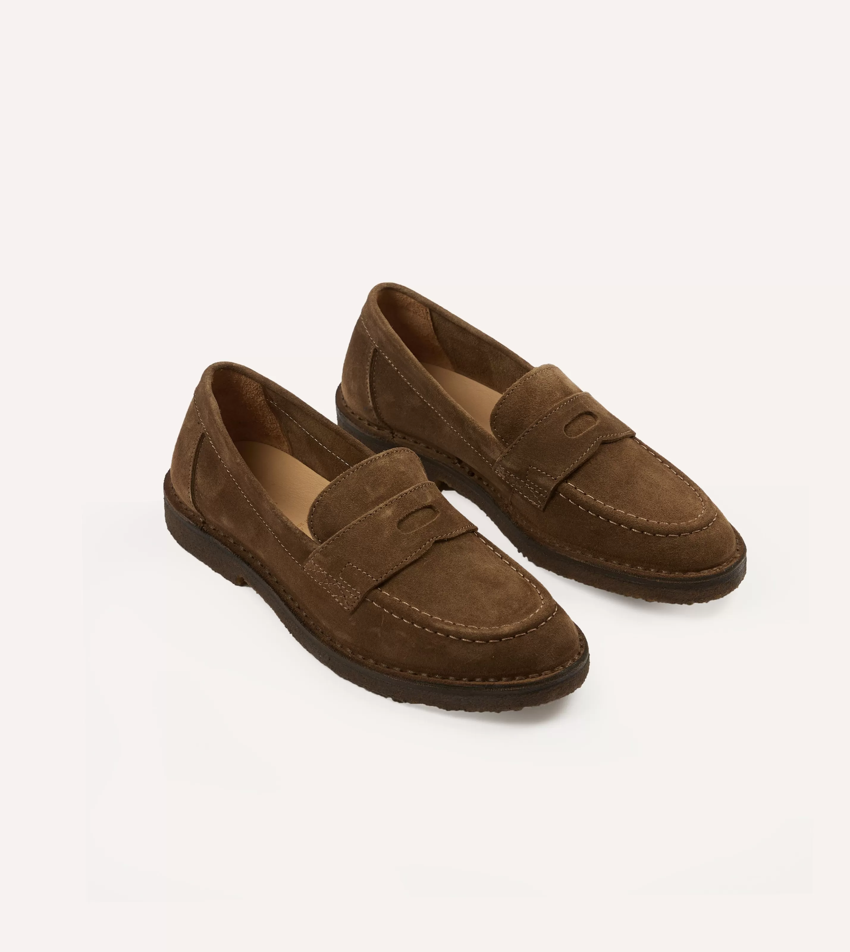 Drake’s Footwear | Loafers | Suede Canal Penny Loafer With Crepe Sole Tobacco