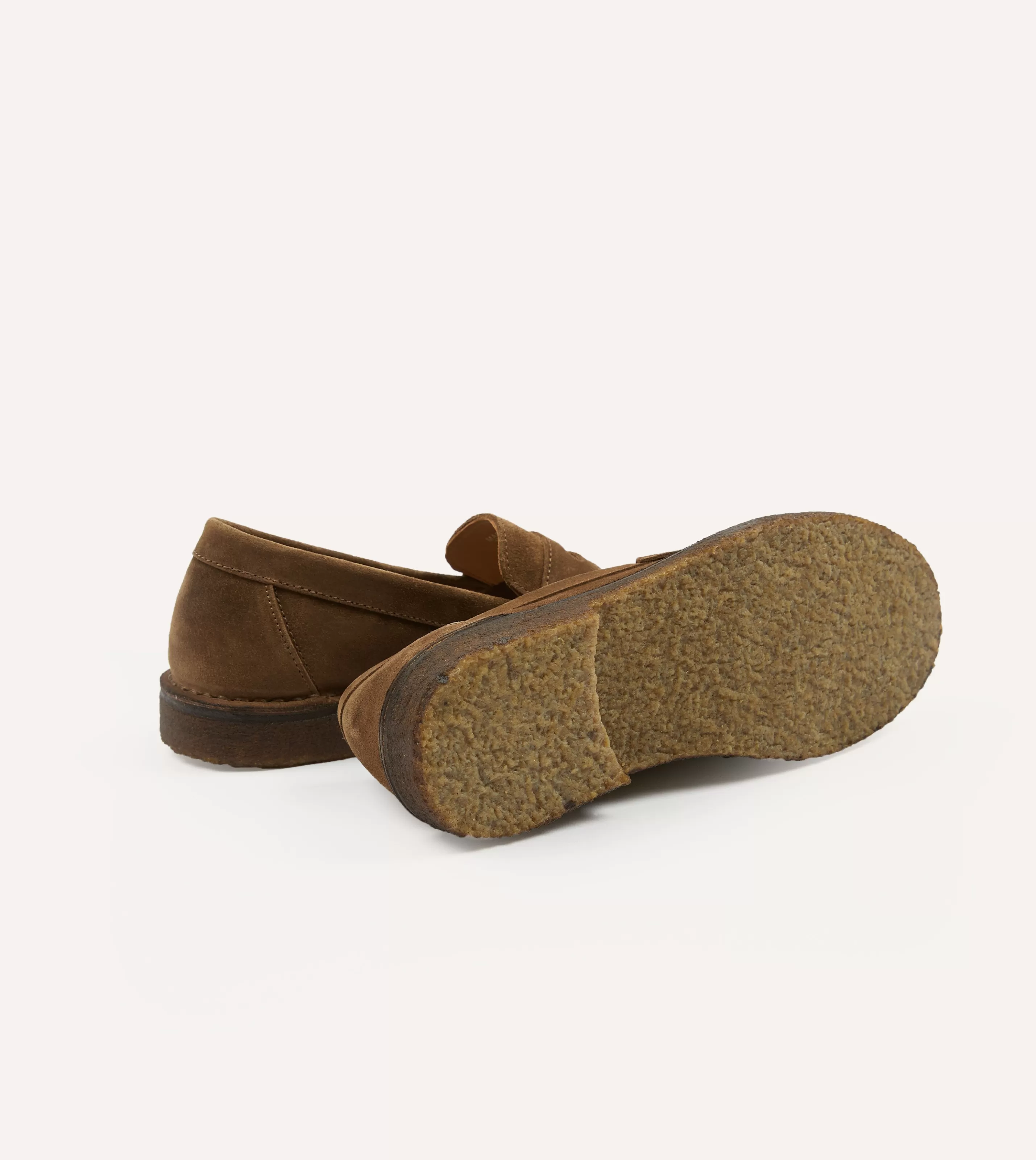 Drake’s Footwear | Loafers | Suede Canal Penny Loafer With Crepe Sole Tobacco