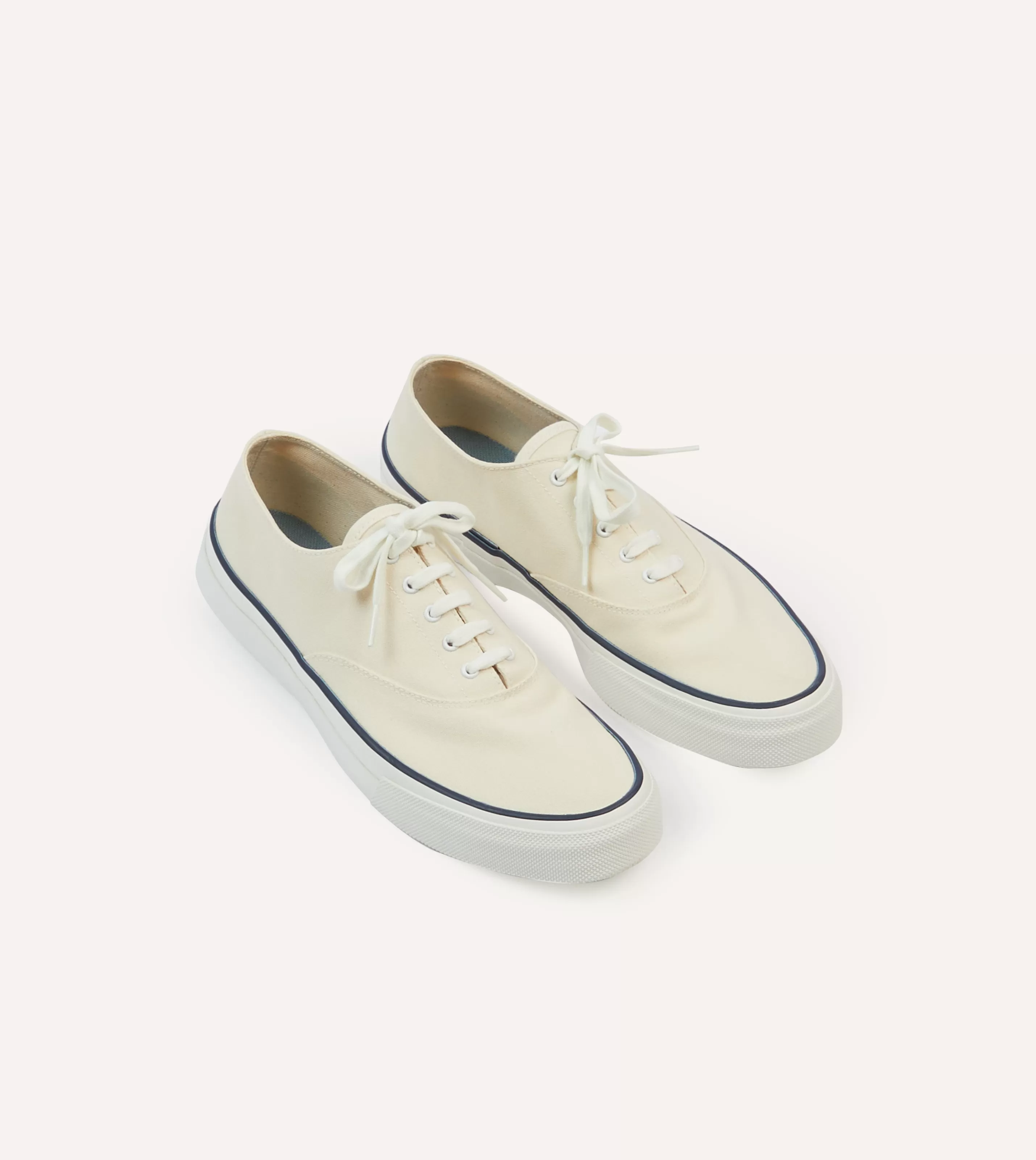 Drake’s Trainers | Casual Footwear | Wakouwa By Anatomica Cotton Canvas Oxford Trainers Ecru