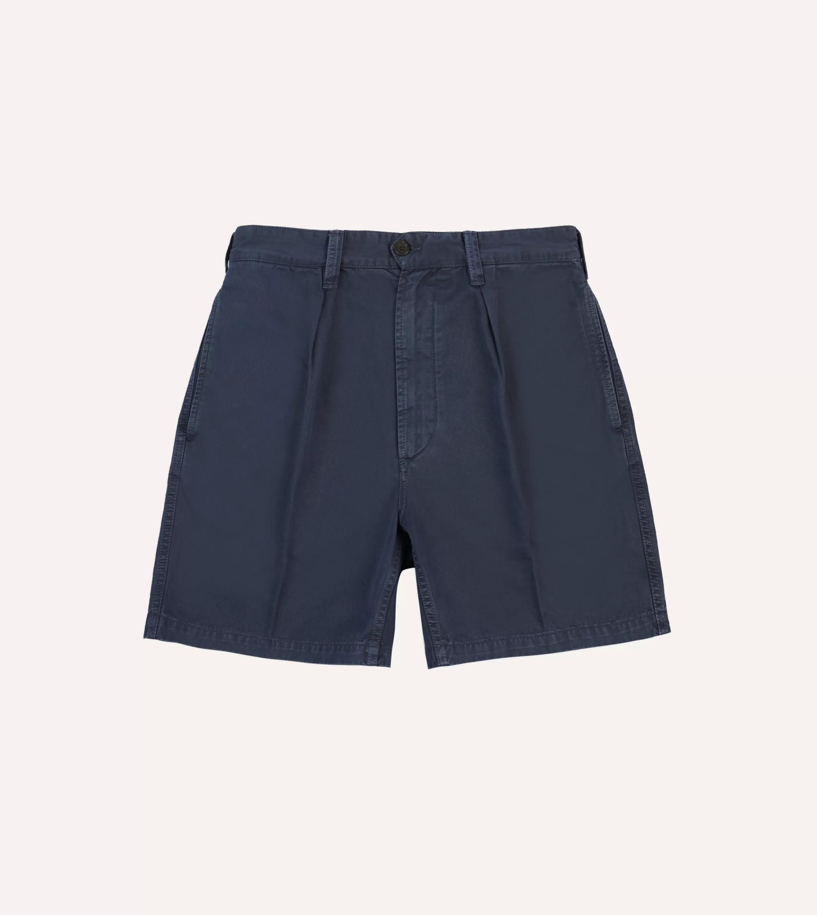 Drake’s Shorts | Cotton Twill Single-Pleat Shorts Washed navy