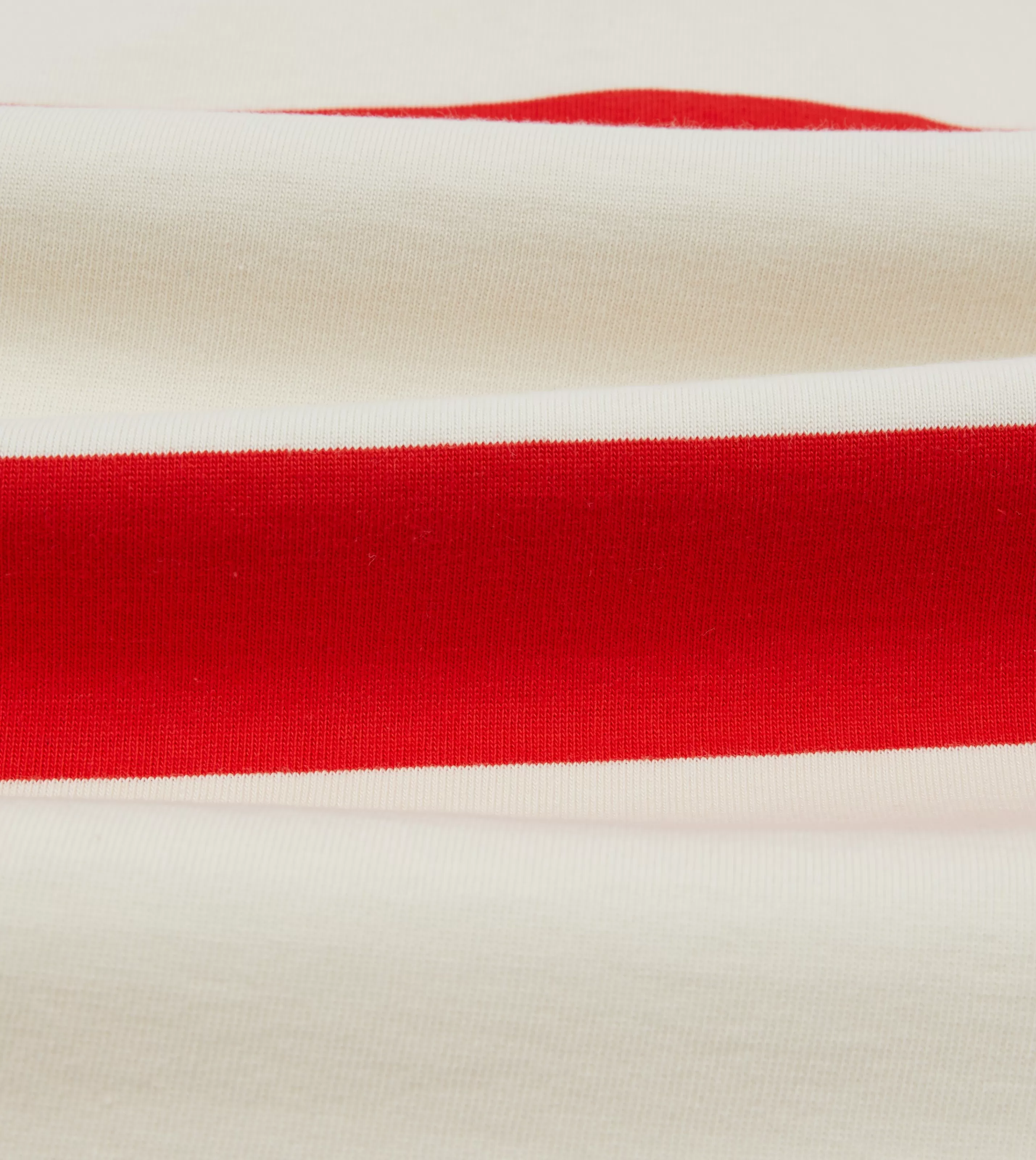 Drake’s Rugby Shirts | White And Red Stripe Cotton Rugby Shirt