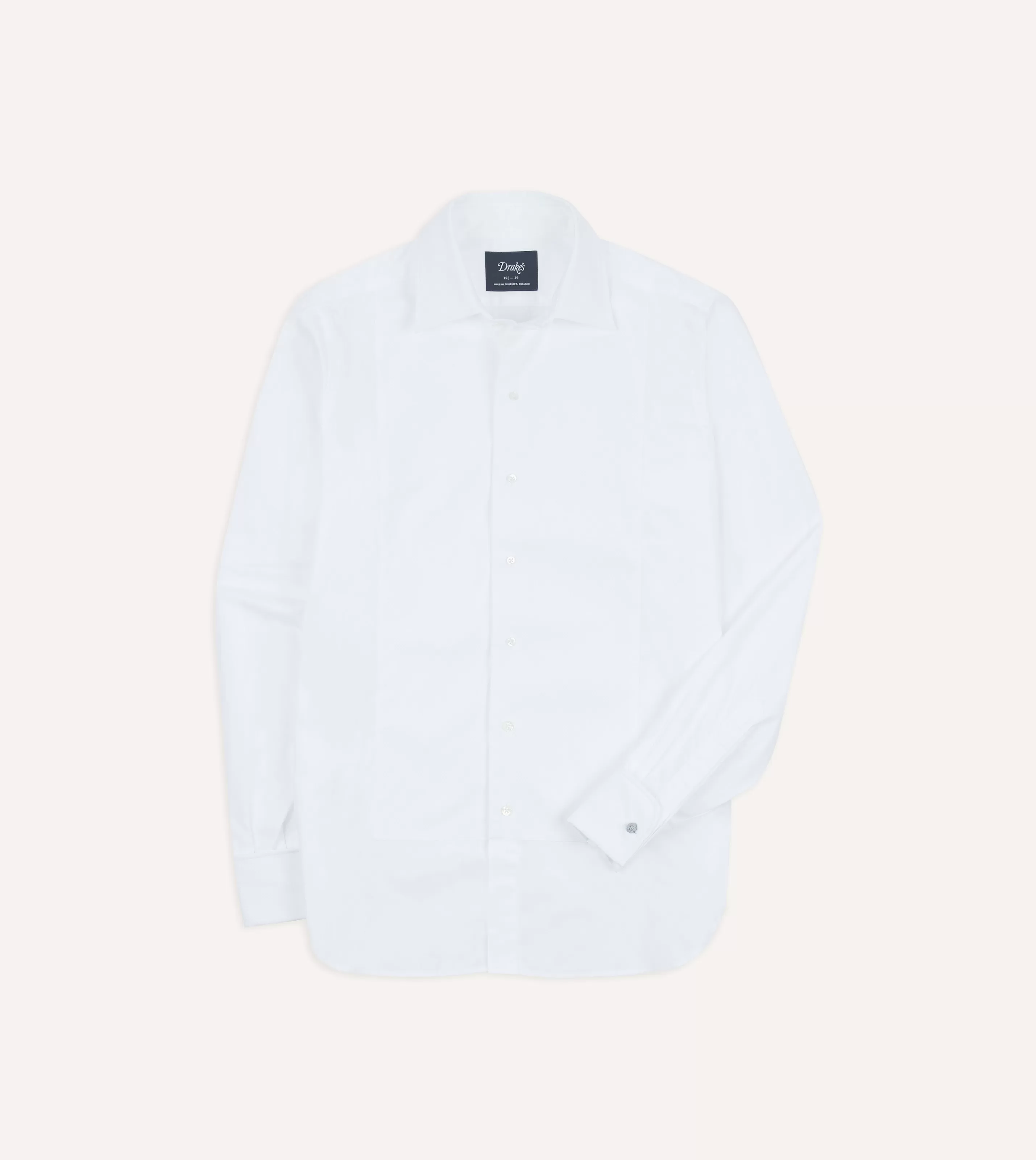 Drake’s Shirts | White Cotton Bib Front Dinner Shirt