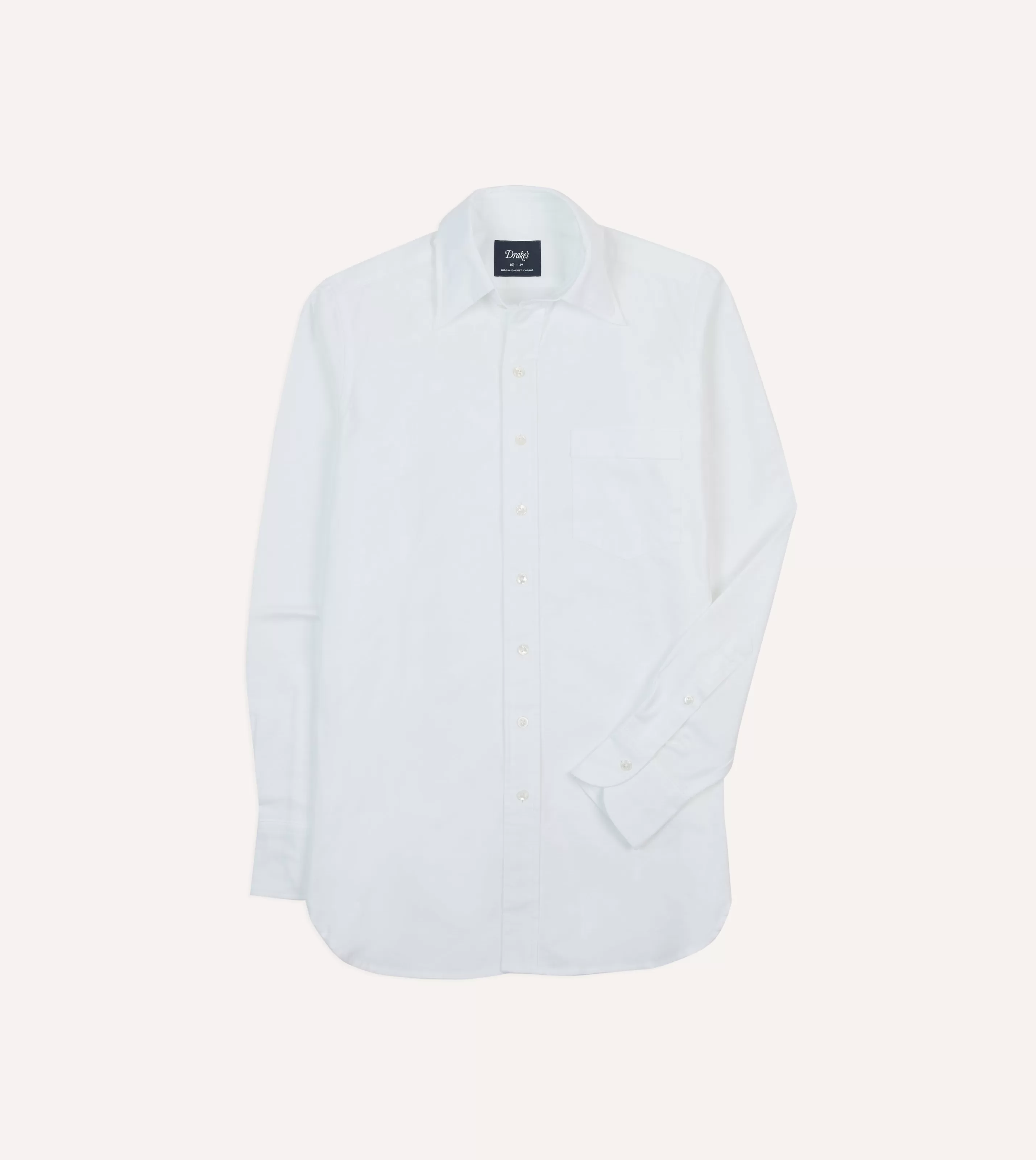 Drake’s Shirts | Formal Shirts | Cotton Oxford Cloth Long Point Collar Shirt White