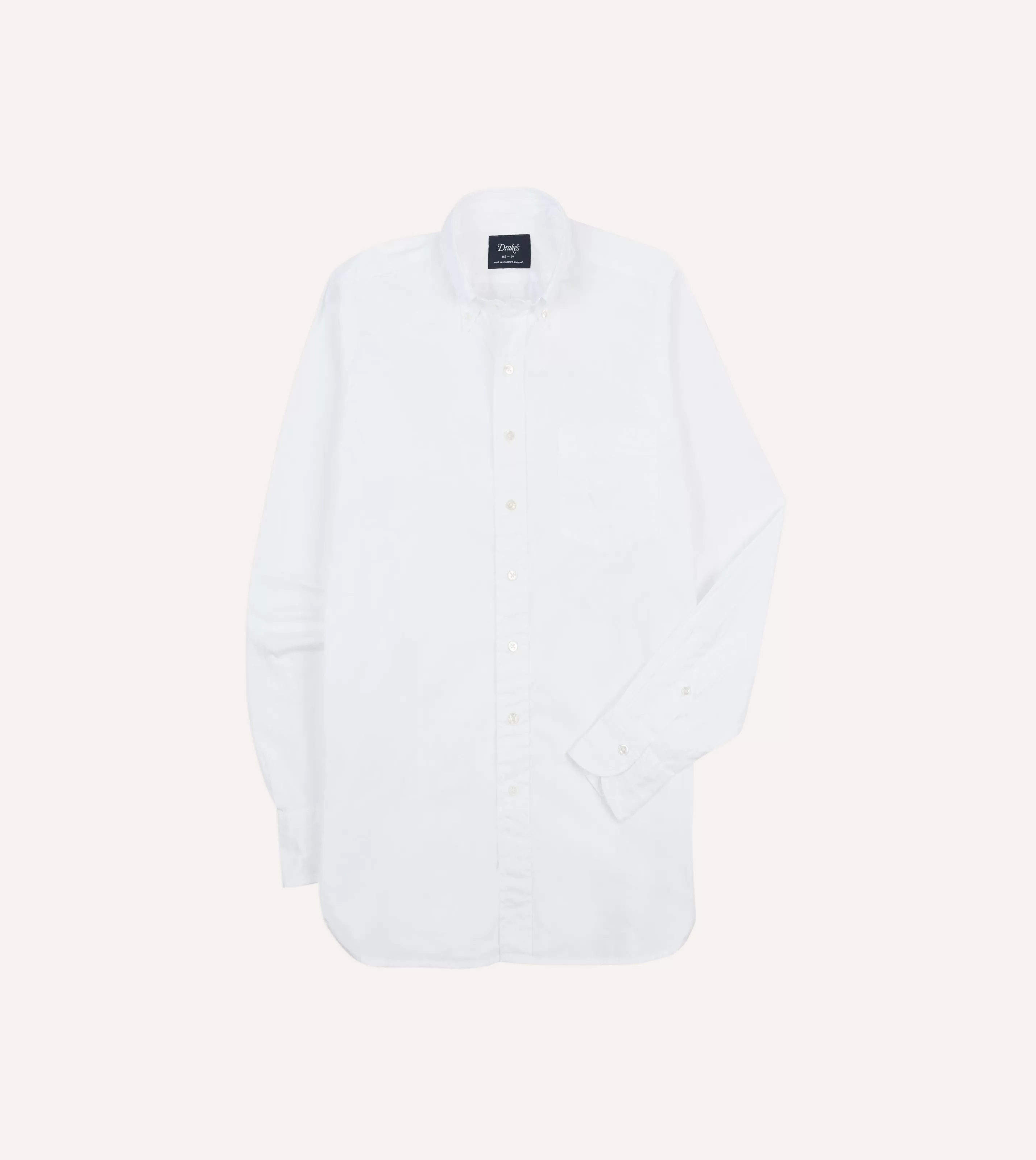 Drake’s Shirts | Formal Shirts | White Cotton Pocket Poplin Button-Down Shirt