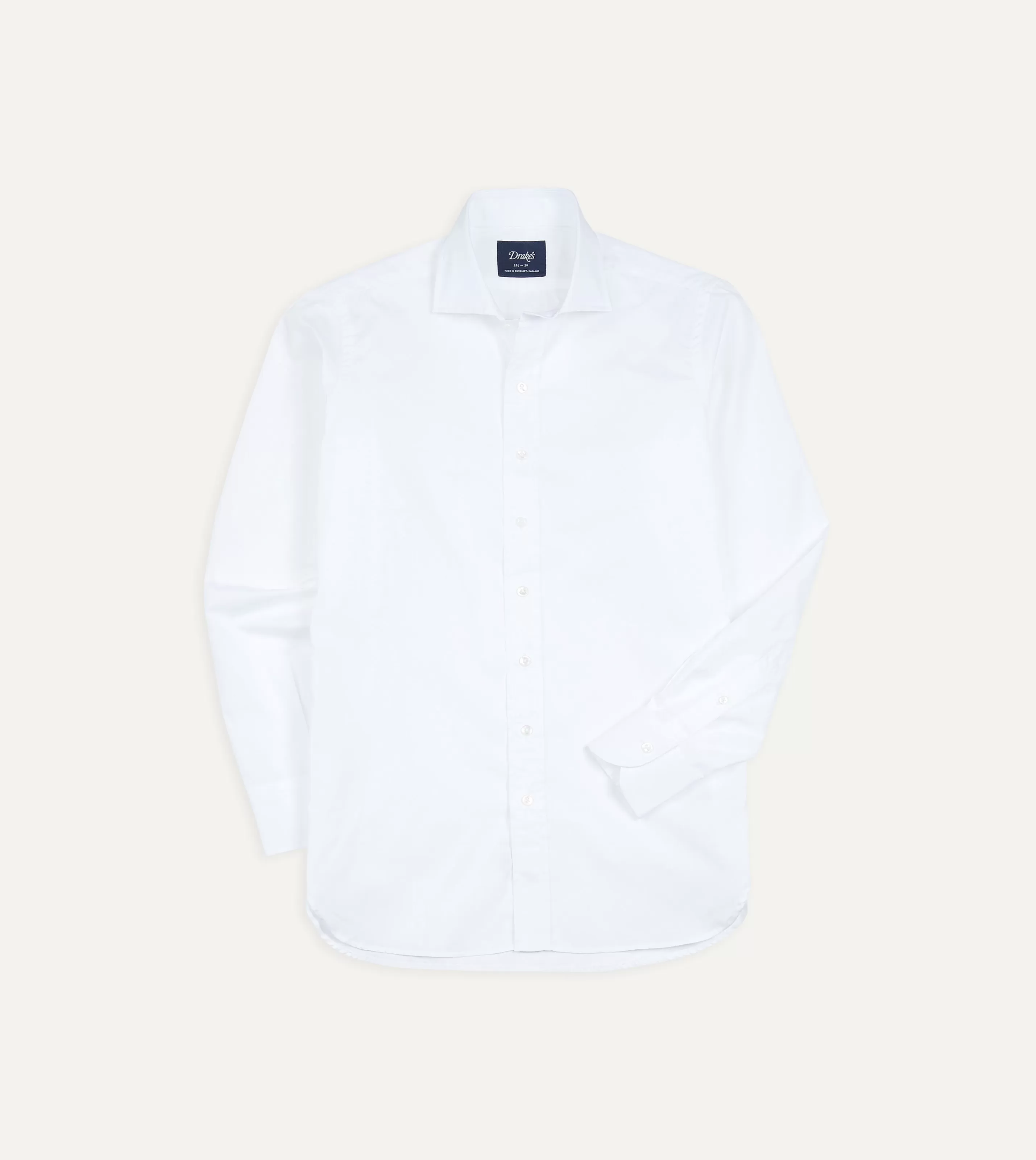 Drake’s Shirts | Formal Shirts | White Cotton Spread Collar Poplin Shirt