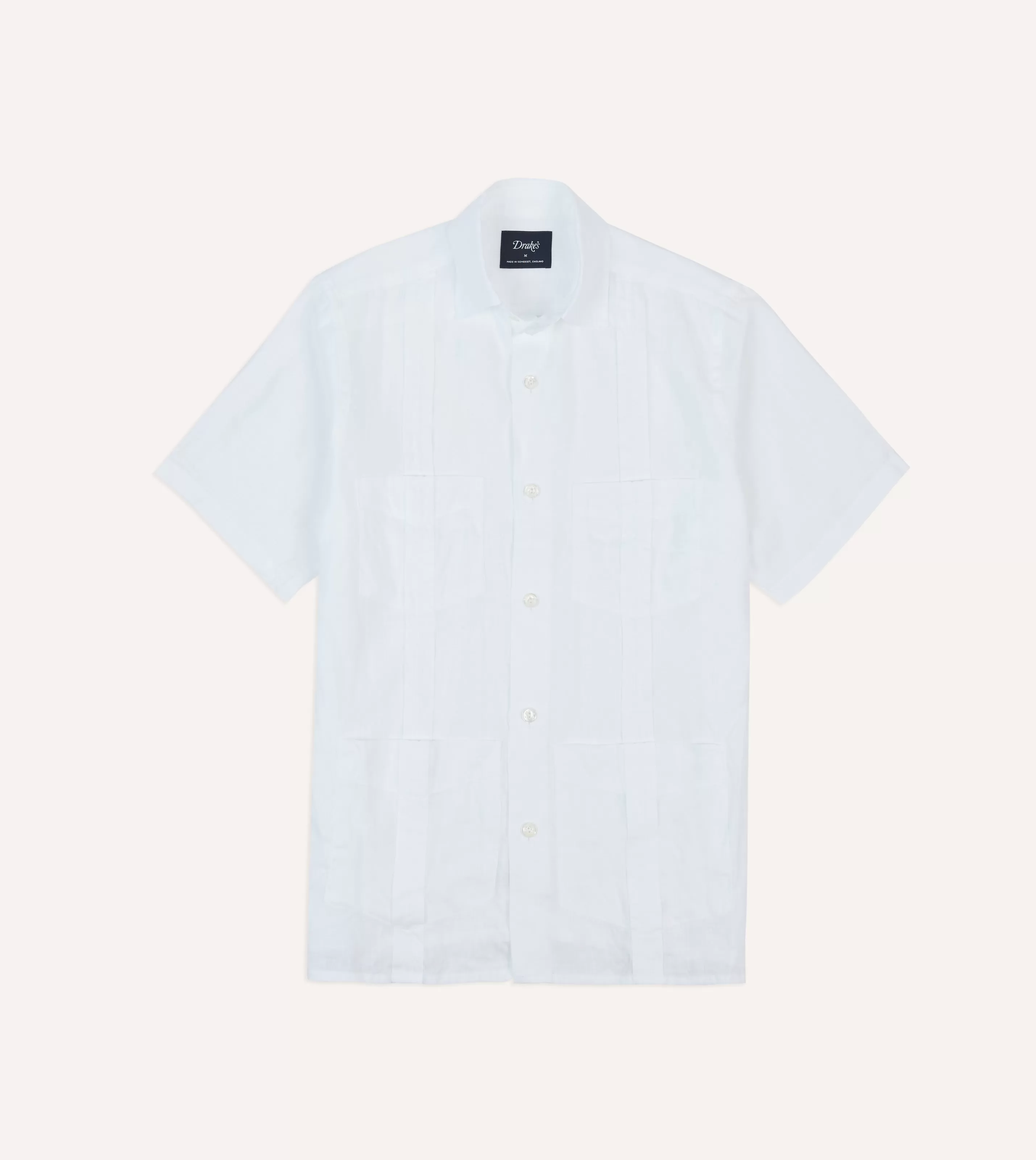 Drake’s Shirts | Short Sleeve Shirts | White Linen Short Sleeve Cuban Shirt