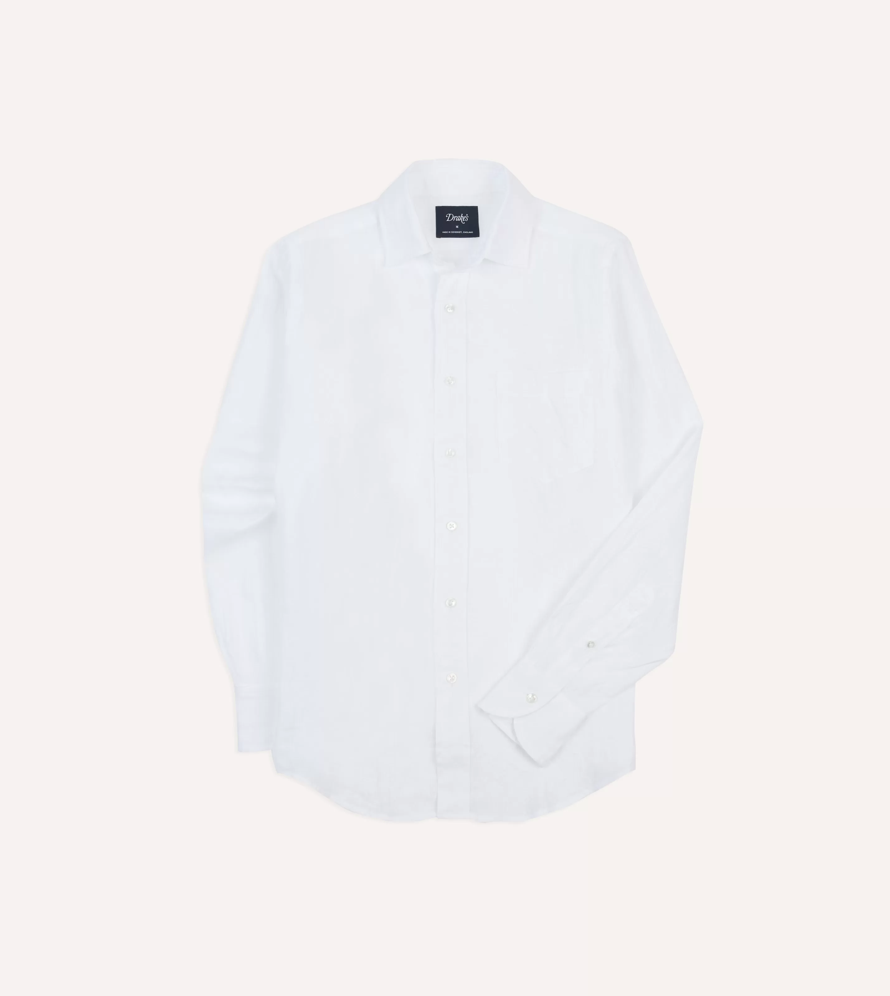 Drake’s Shirts | Linen Spread Collar Shirt White