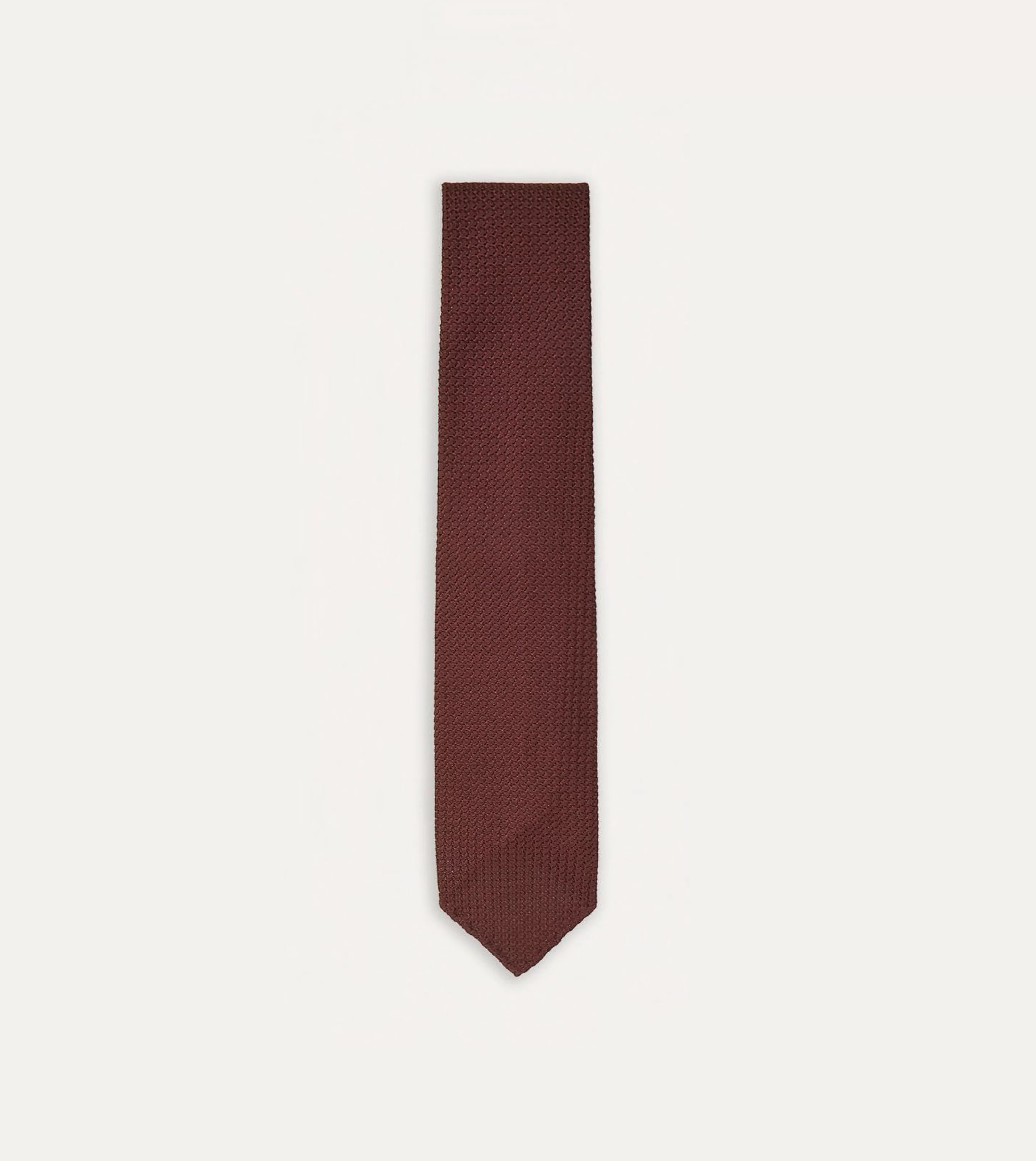 Drake’s Plain Ties | Wine Hand Rolled Large Knot Grenadine Tie