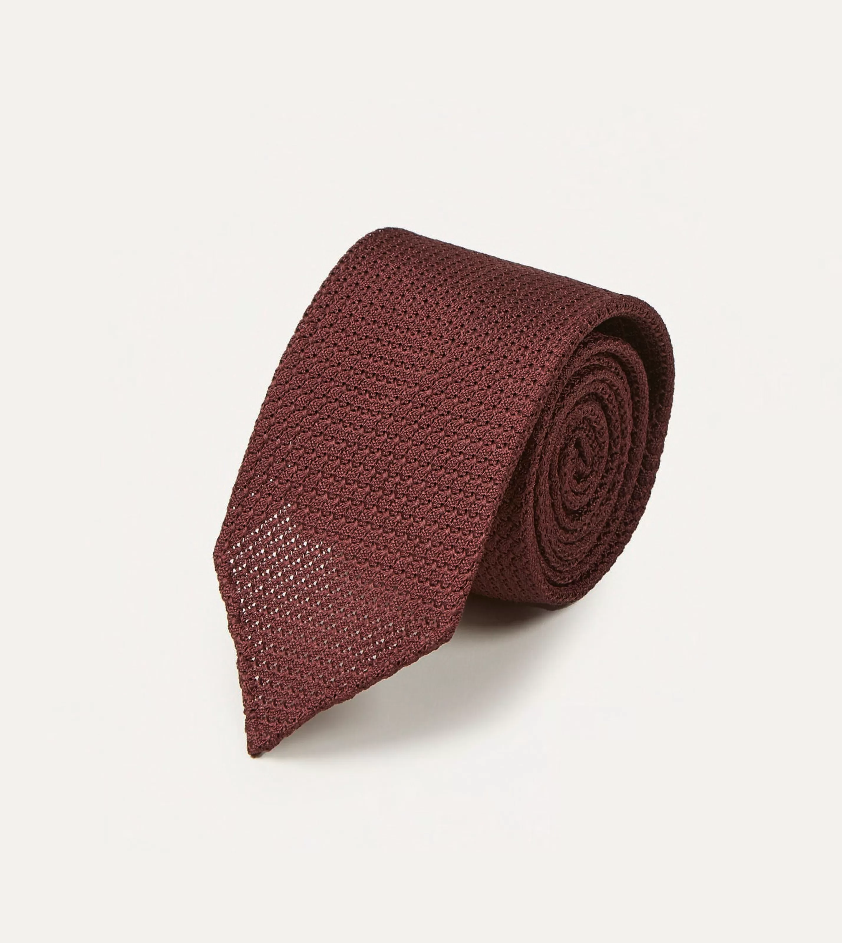 Drake’s Plain Ties | Wine Hand Rolled Large Knot Grenadine Tie