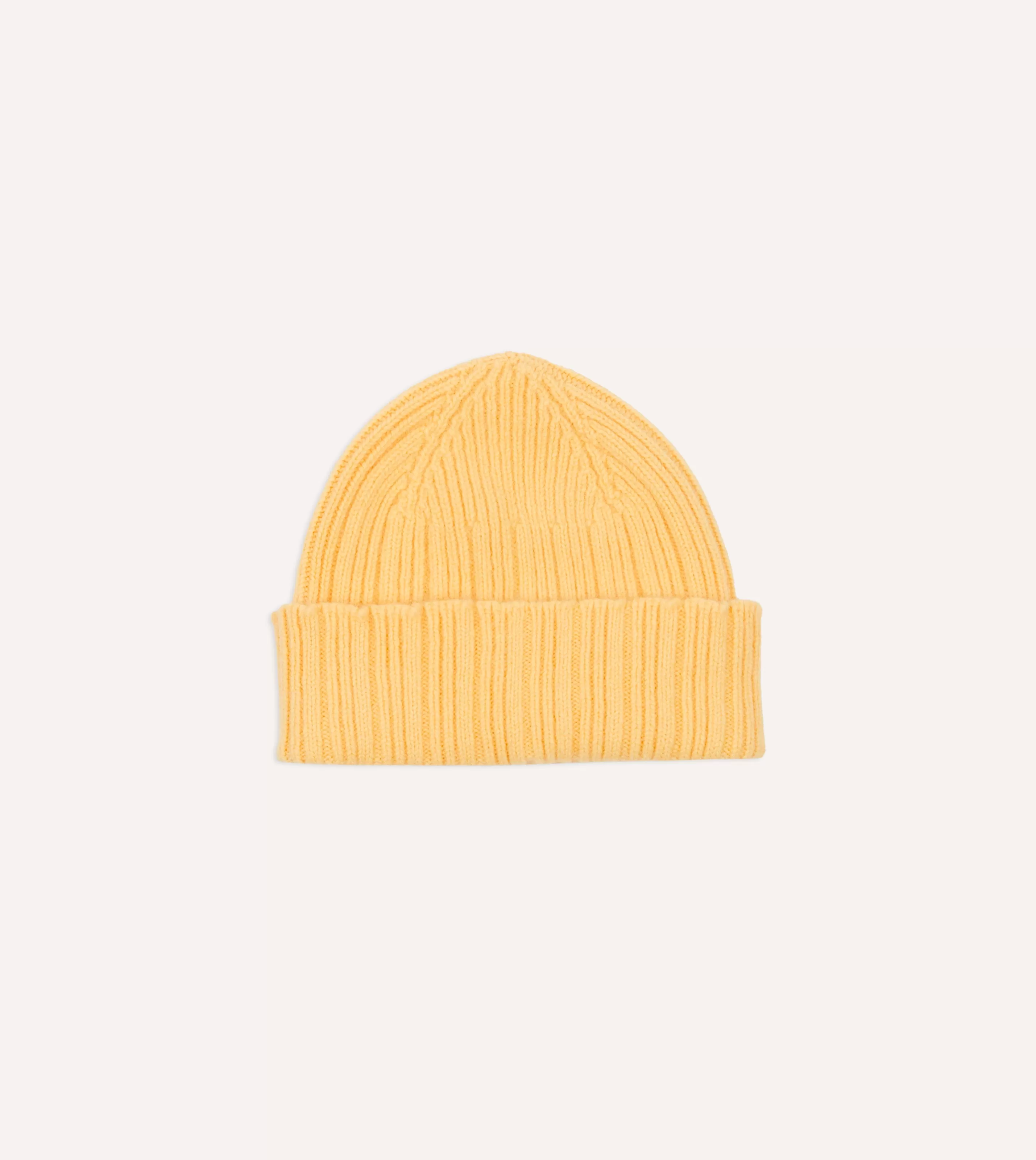 Drake’s Hats | Hats | Angora Lambswool Ribbed Knit Cap Yellow