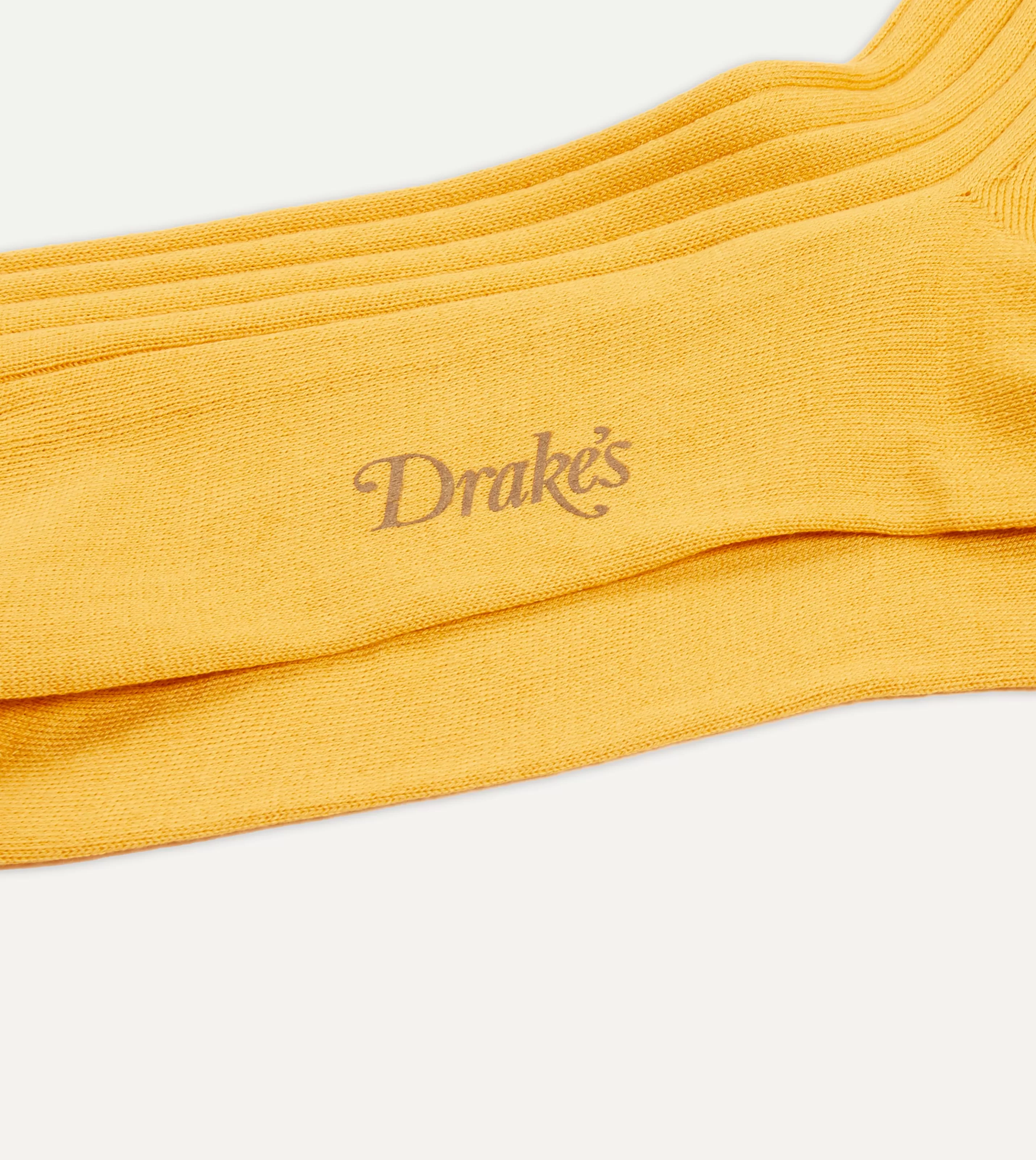 Drake’s Socks | Cotton Over-the-Calf Socks Yellow