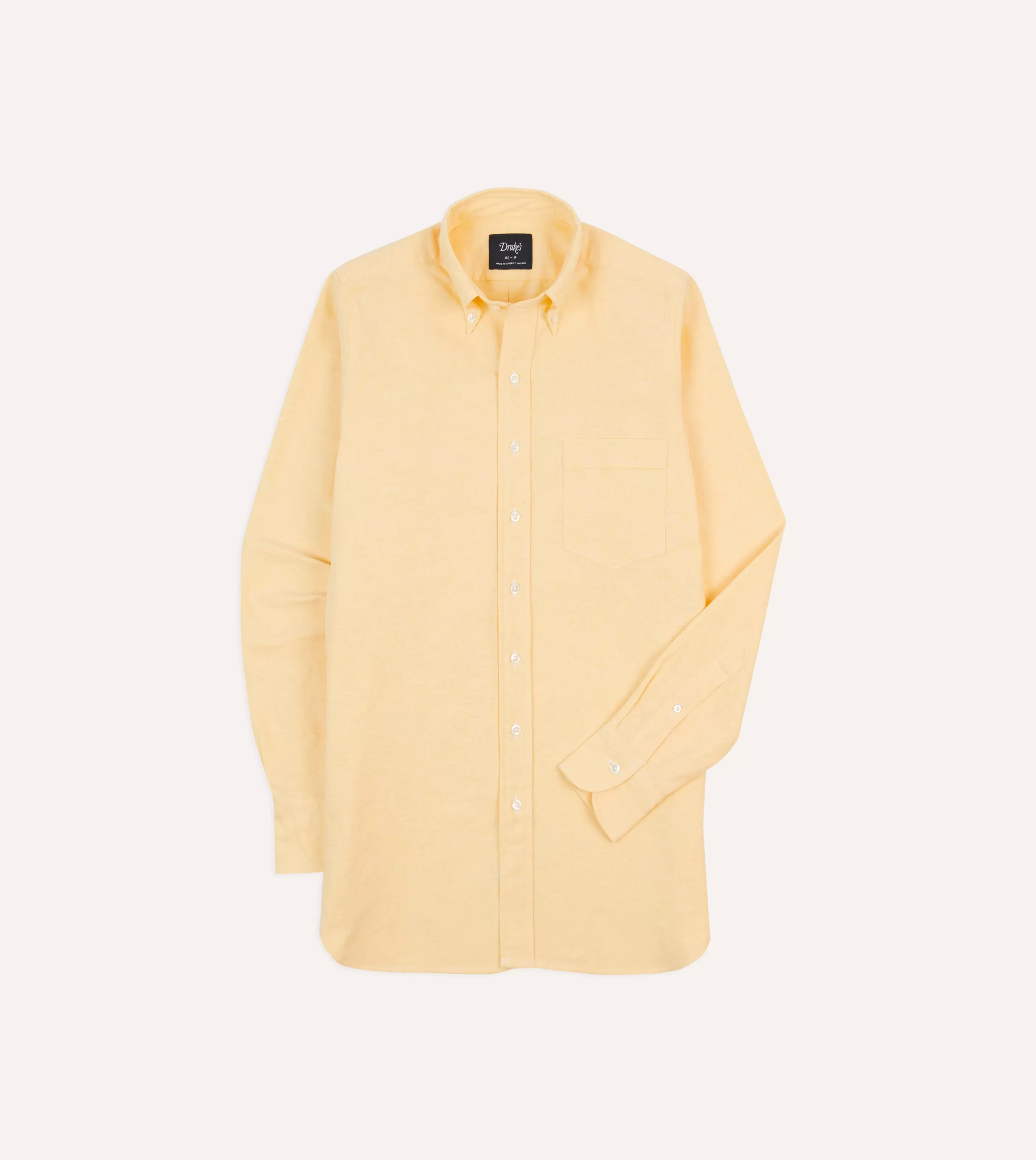 Drake’s Shirts | Formal Shirts | Cotton Oxford Cloth Button-Down Shirt Yellow