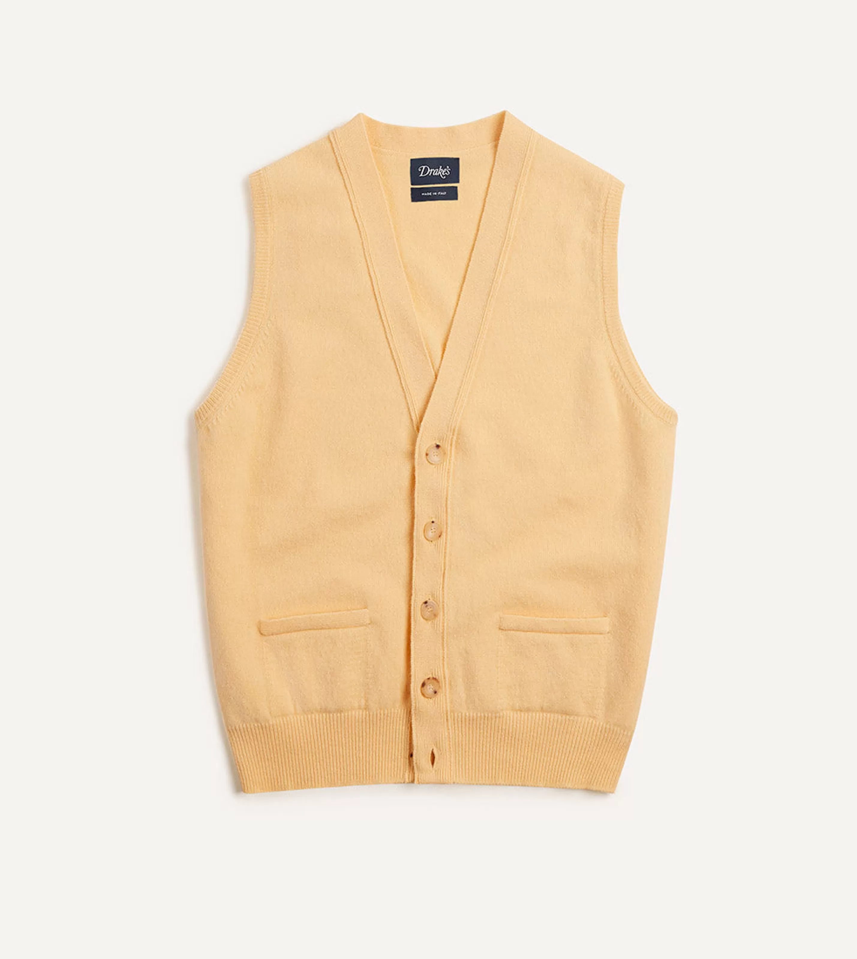 Drake’s Knitwear | Knitwear | Lambswool Sleeveless Cardigan Yellow