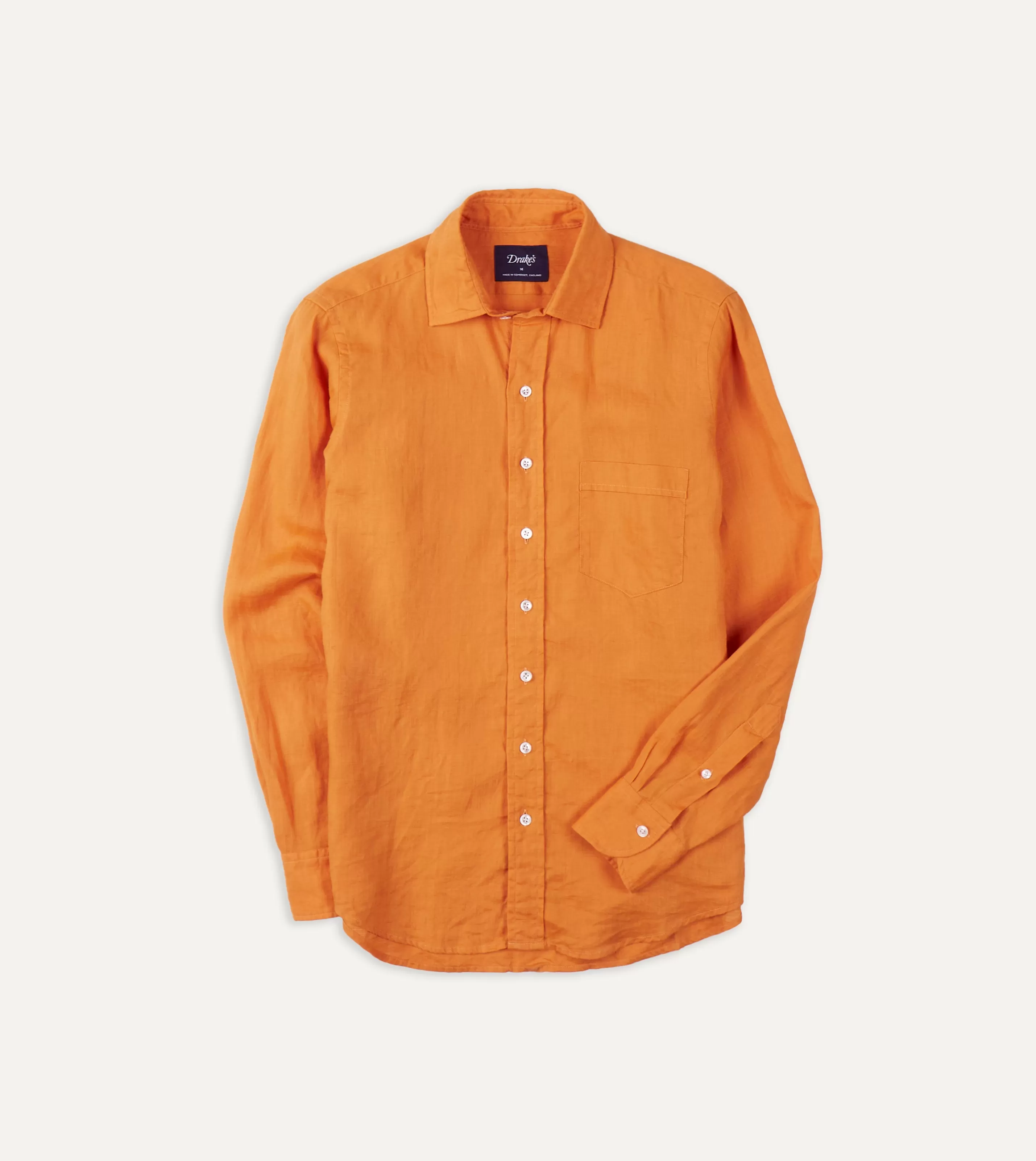 Drake’s Shirts | Linen Spread Collar Shirt Yellow