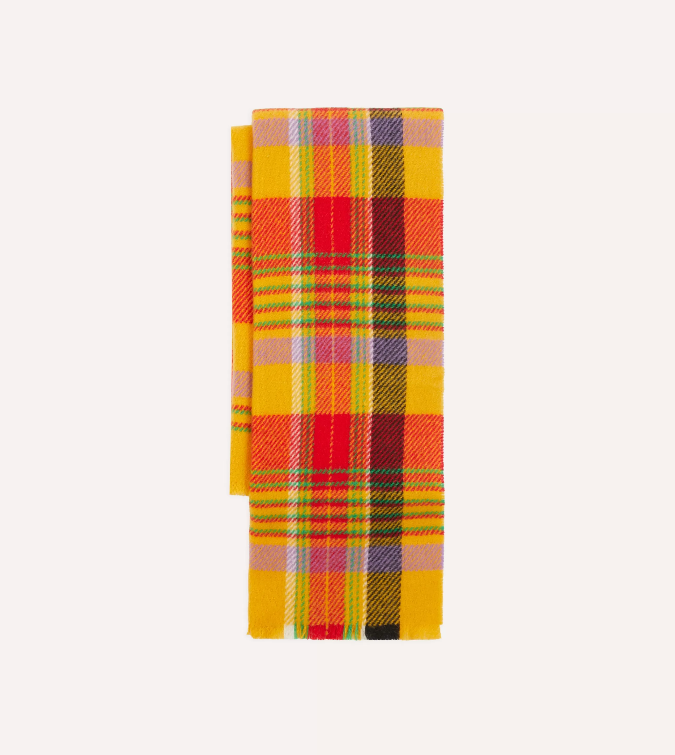 Drake’s Scarves | Yellow Tartan Check Wool Scarf